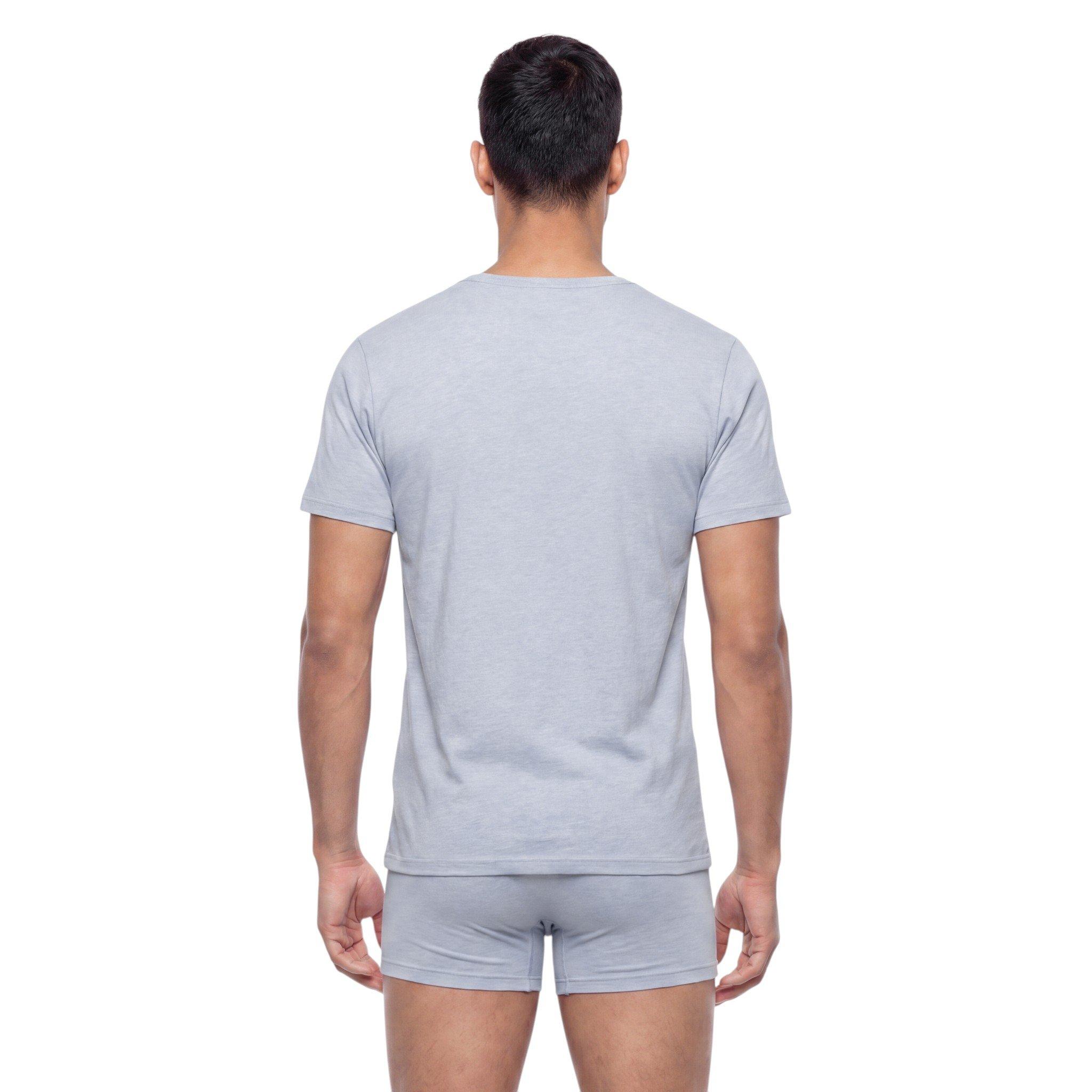 L/AB c/o Off-White Men's Short Sleeve Crewneck Undershirt (3 Pack) - Marshmallow/Birch/Grey - MARSHMALLOW/BIRCH/GREY