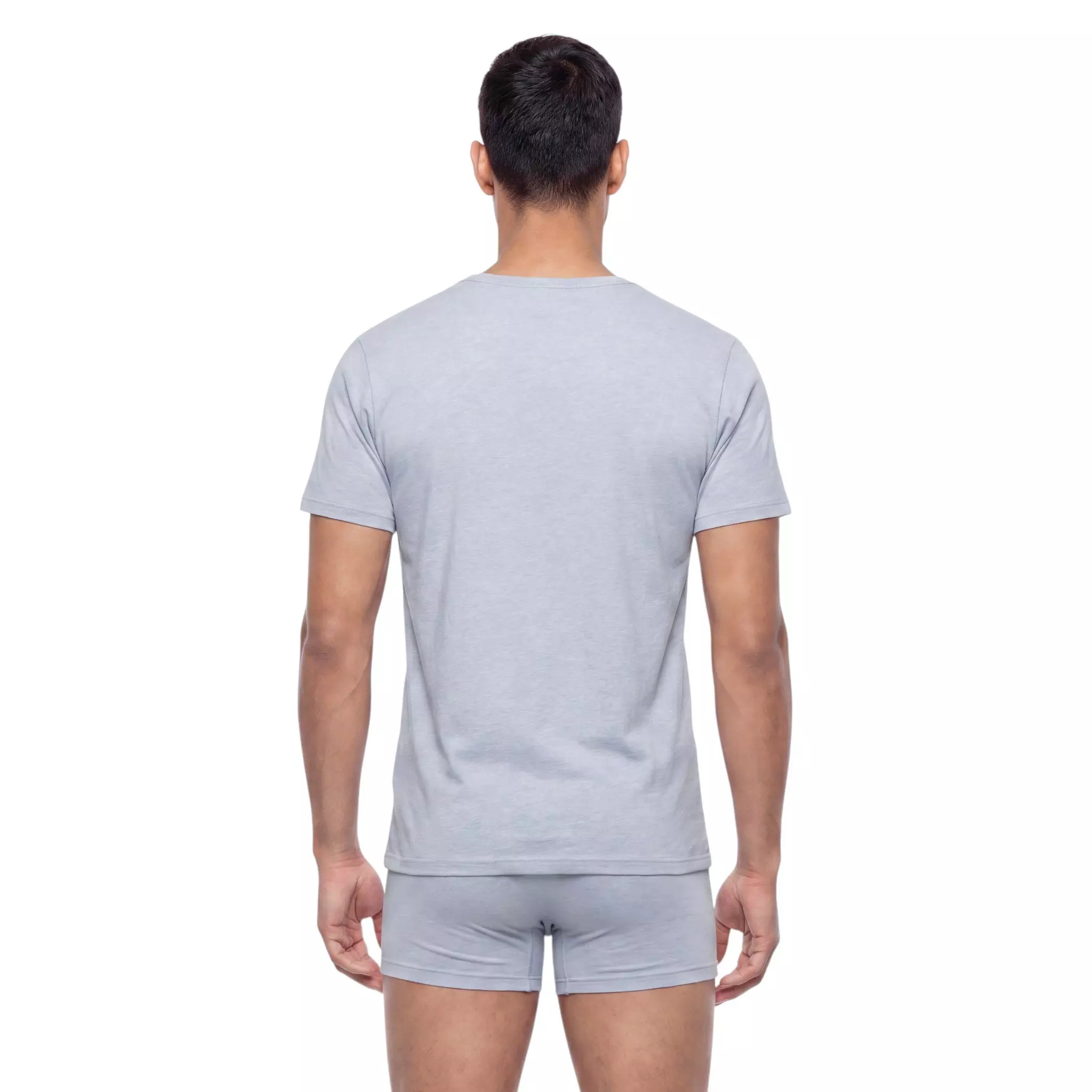 L/AB c/o Off-White Men's Short Sleeve Crewneck Undershirt (3 Pack) - Marshmallow/Birch/Grey - MARSHMALLOW/BIRCH/GREY