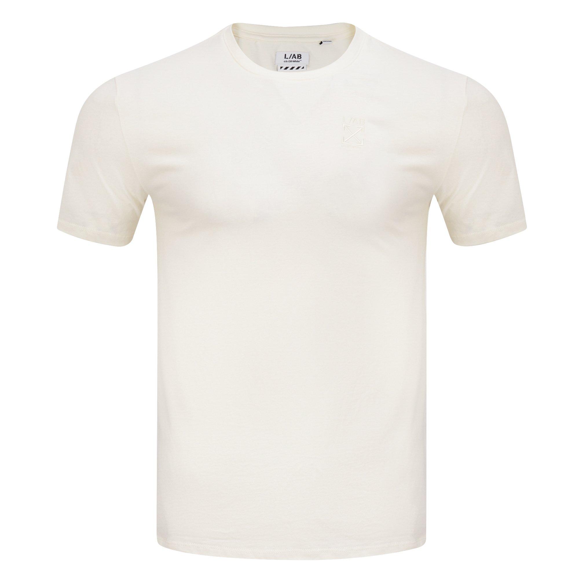 L/AB c/o Off-White Men's Short Sleeve Crewneck Undershirt (3 Pack) - Marshmallow/Birch/Grey - MARSHMALLOW/BIRCH/GREY
