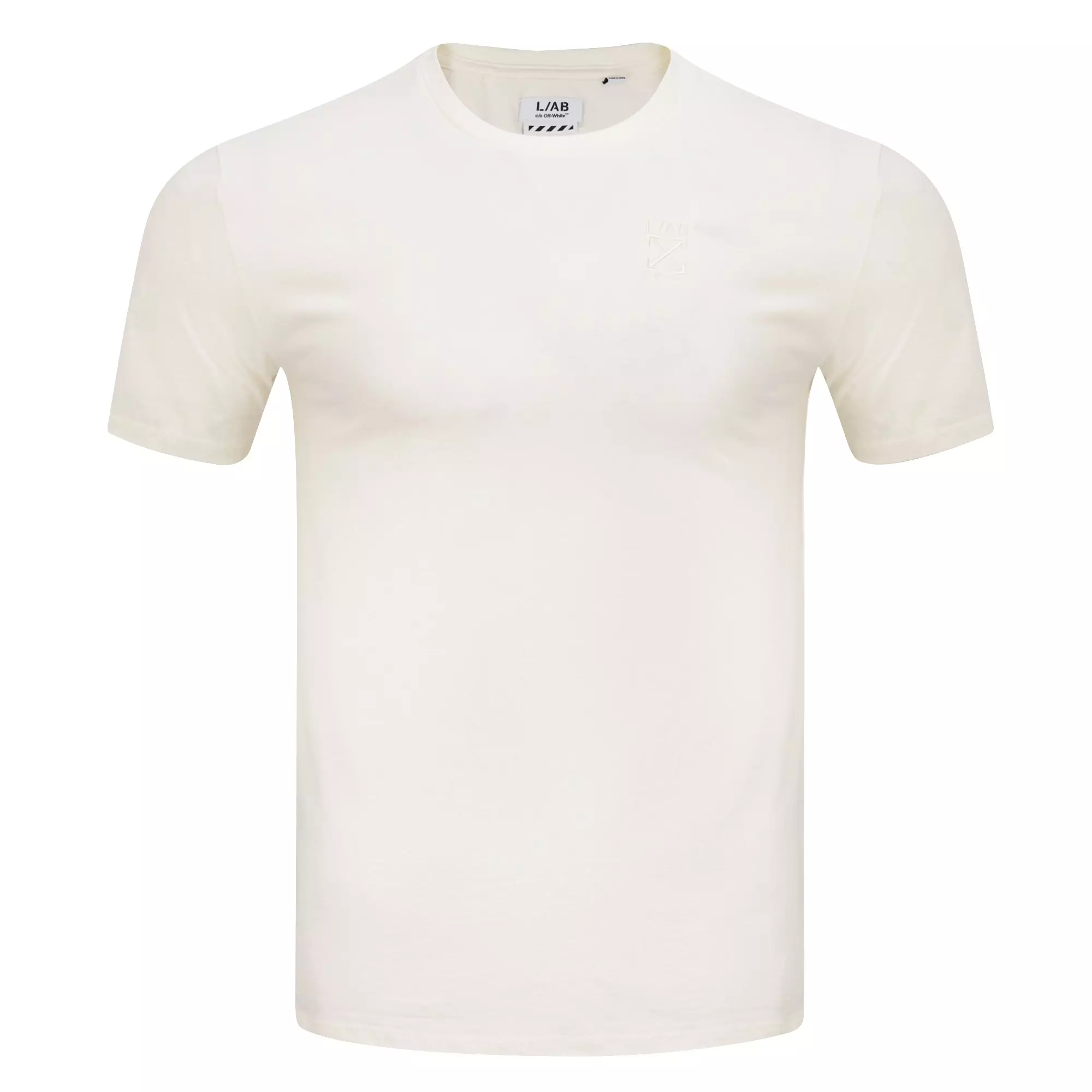 L/AB c/o Off-White Men's Short Sleeve Crewneck Undershirt (3 Pack) - Marshmallow/Birch/Grey - MARSHMALLOW/BIRCH/GREY