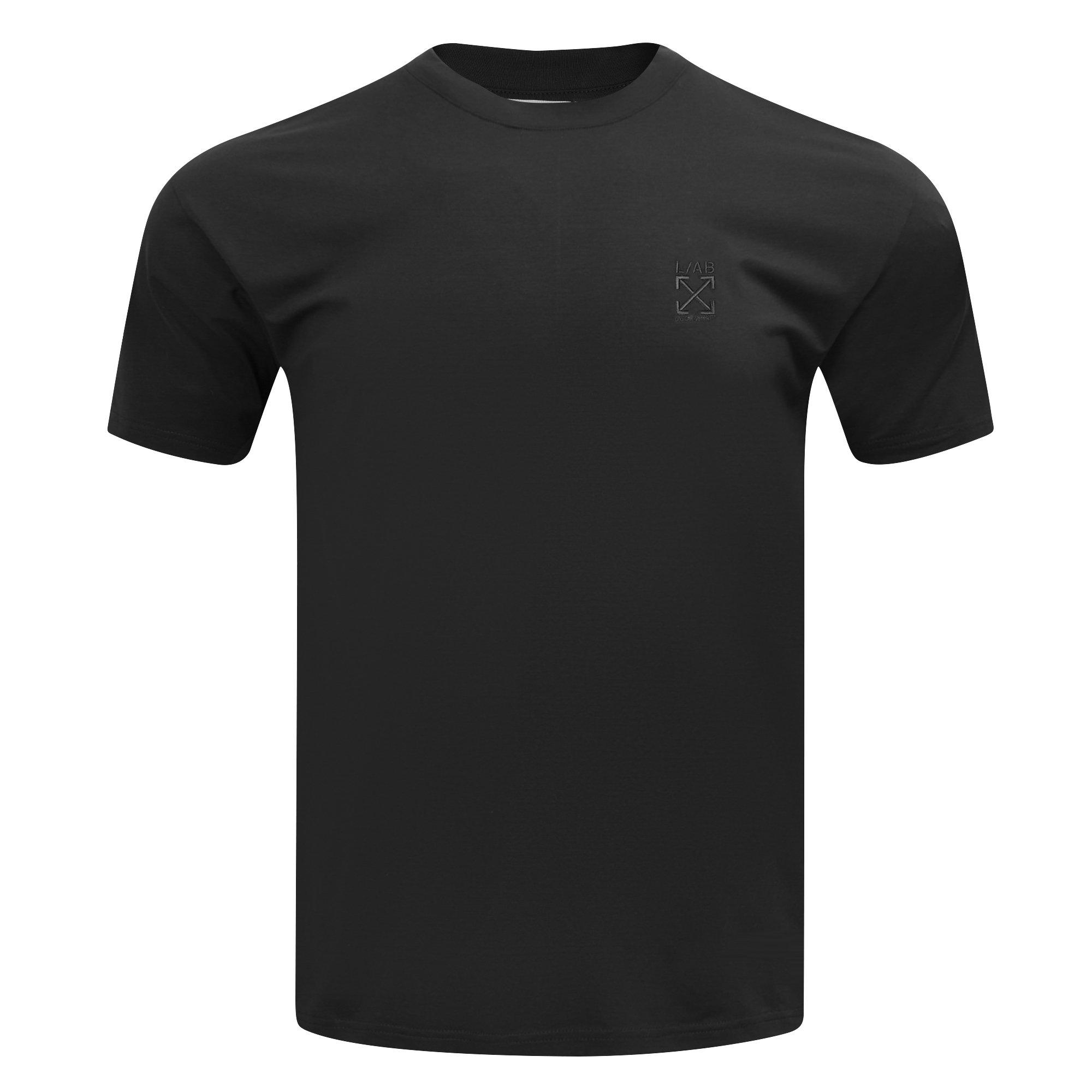 L/AB c/o Off-White Men's Clamp Arrows Chest Logo Slim Crew Undershirt (3 Pack) - Black - BLACK