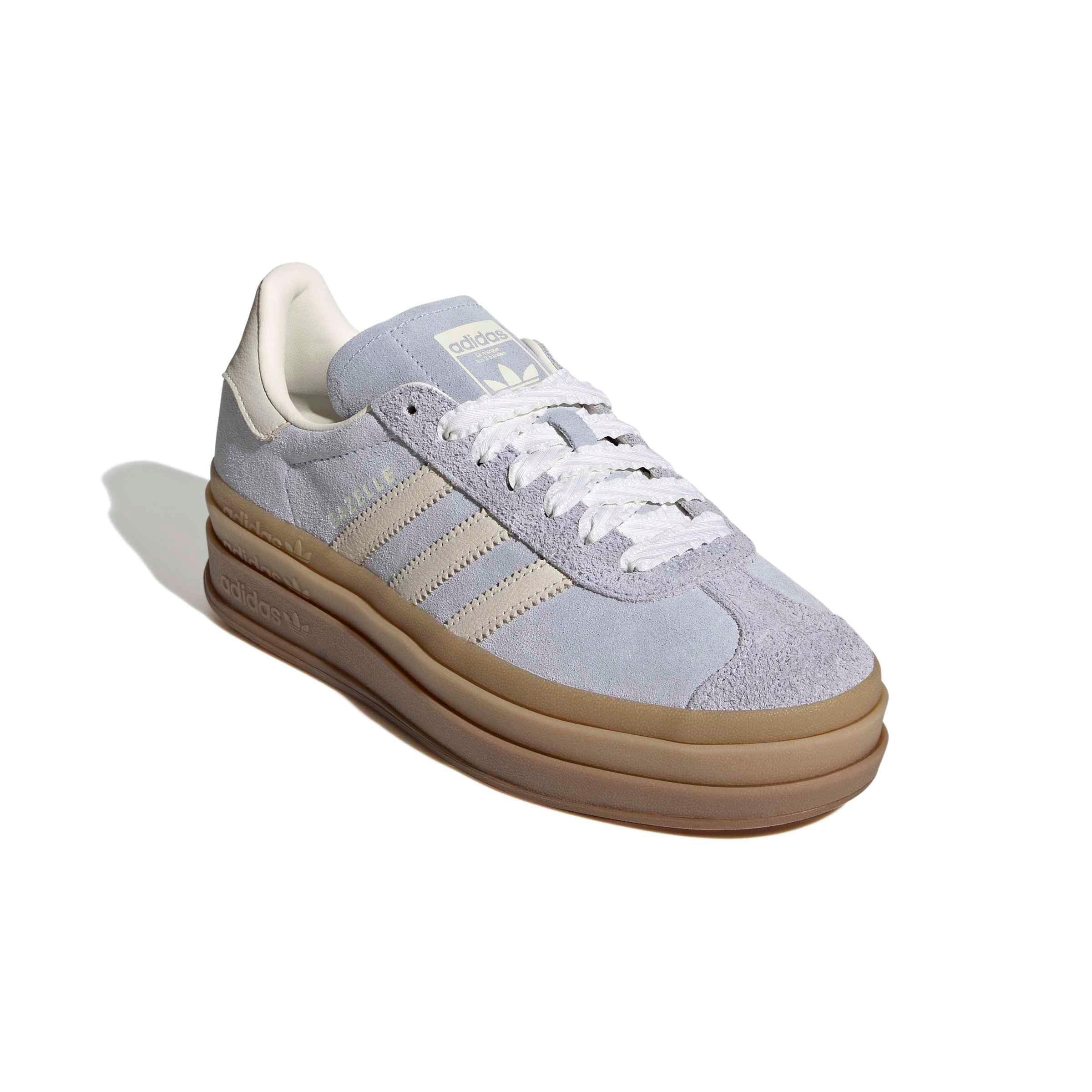 adidas Originals Gazelle Bold "Crystal Sky/Chalk Pearl/Ice Gold Metallic" Women's Shoe - SKY/CHALK/GOLD Thumbnail View 3