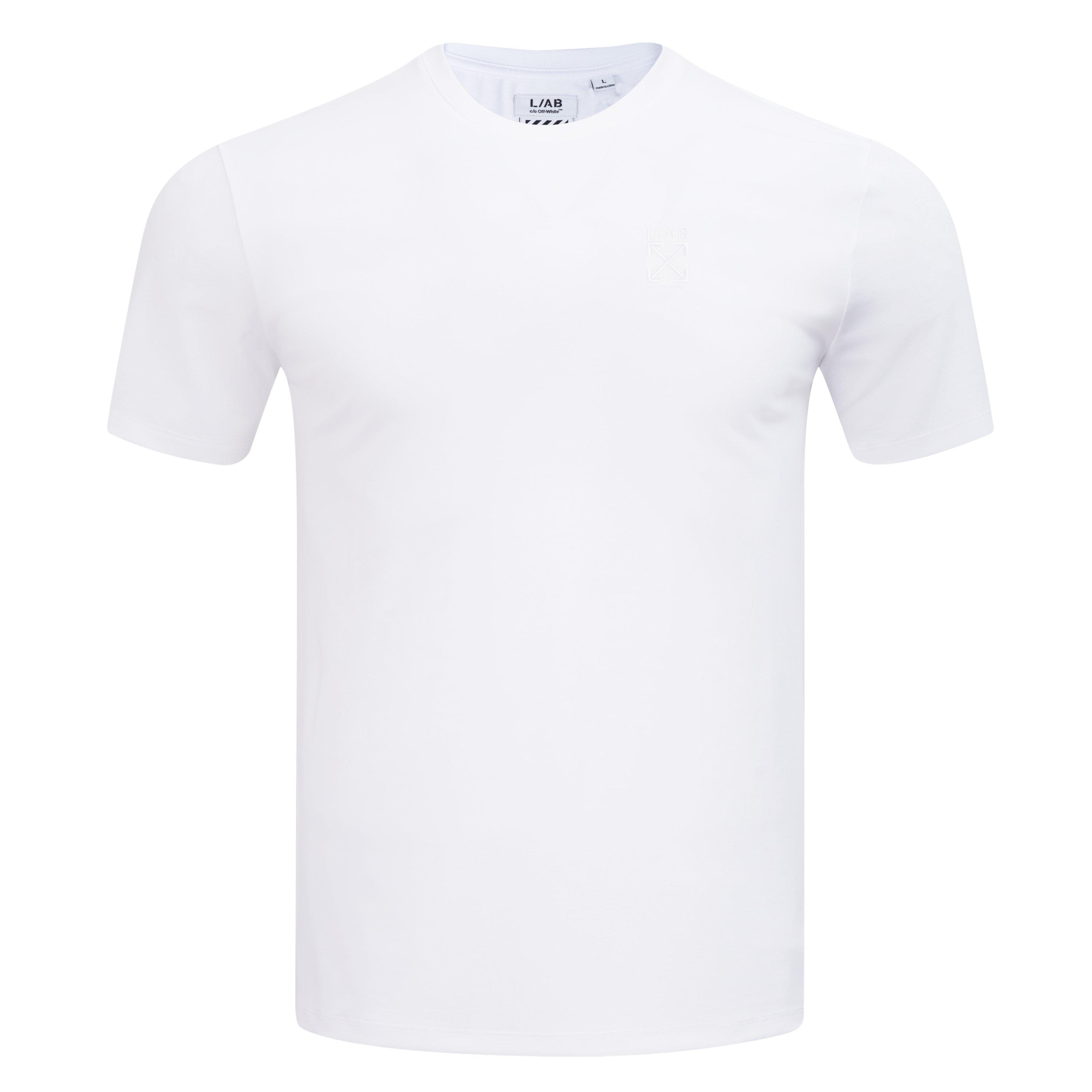 L/AB c/o Off-White Men's Clamp Arrows Chest Logo Slim Crew Undershirt (3 Pack) - White - WHITE