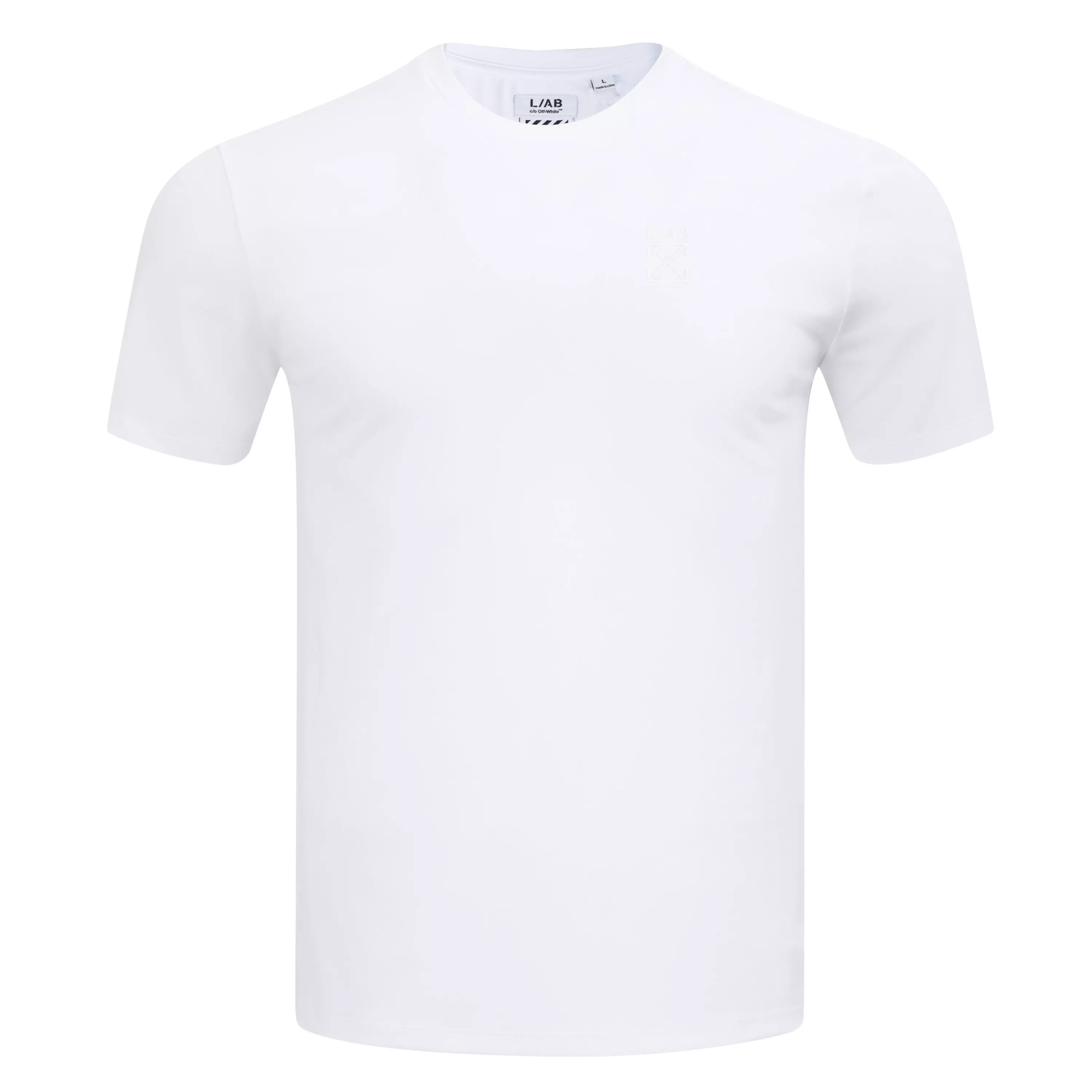 L/AB c/o Off-White Men's Clamp Arrows Chest Logo Slim Crew Undershirt (3 Pack) - White - WHITE