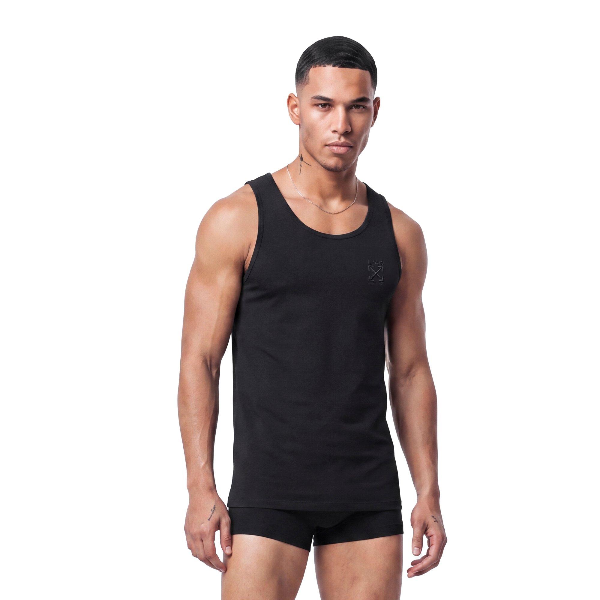 L/AB c/o Off-White Clamp Arrows Classic Fit Tank Tops (3 Pack) - Black - BLACK
