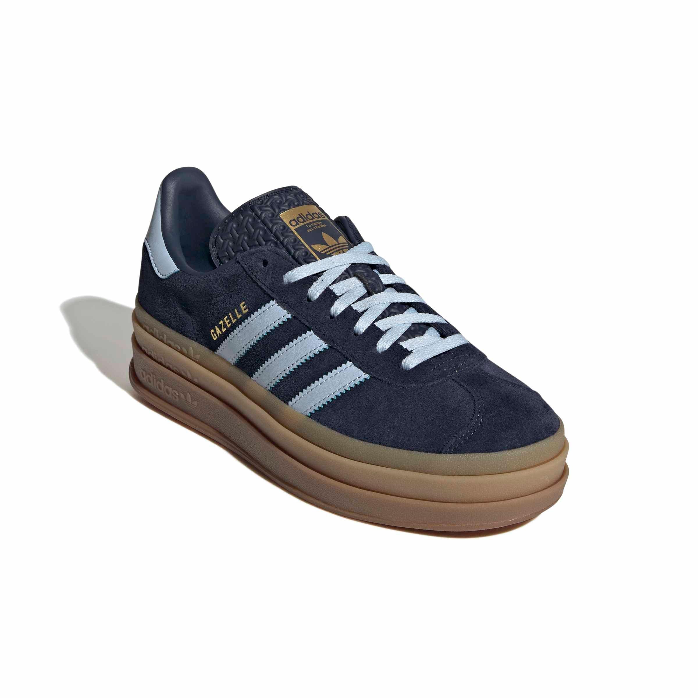 adidas Originals Gazelle Bold "Night Indigo/Crystal Sky/Gold Metallic" Women's Shoe - INDIGO/SKY/GOLD Thumbnail View 3