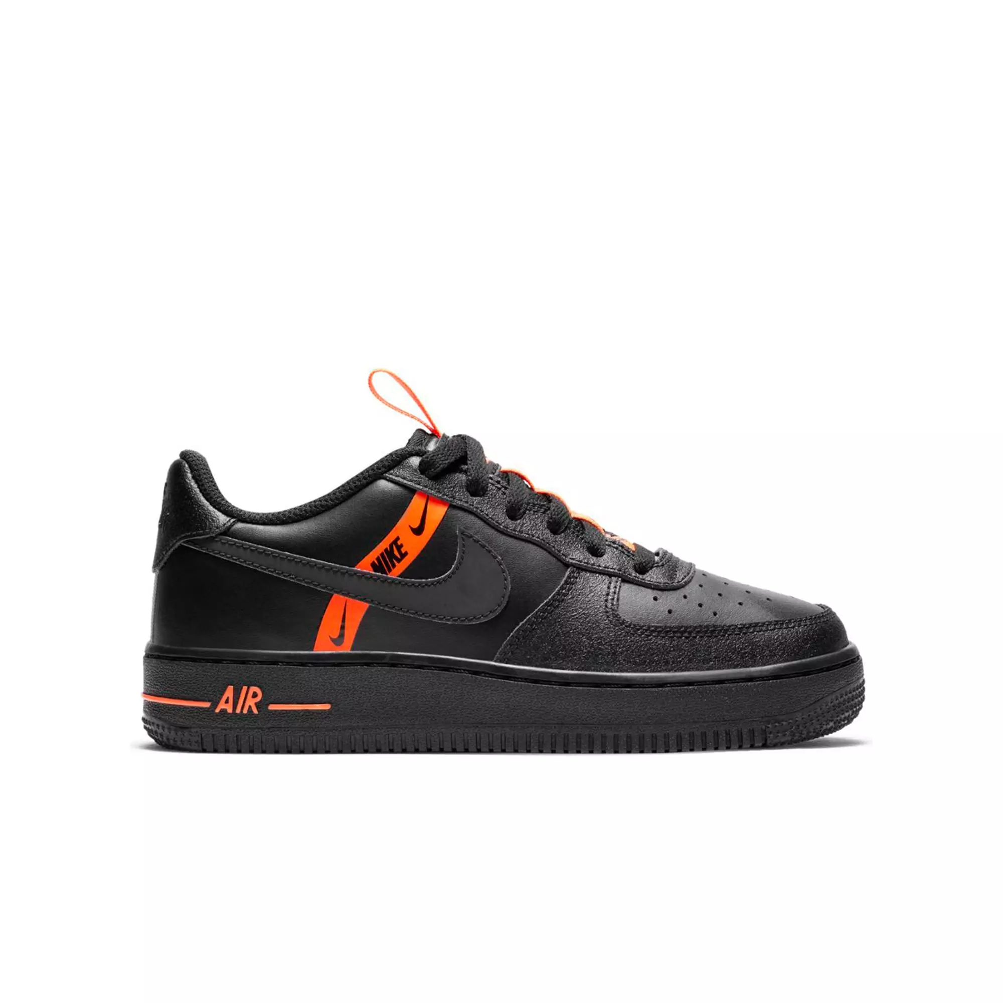 Nike Air Force 1 LV8 KSA "Black/Total Orange" Grade School Kids' Shoe - BLACK