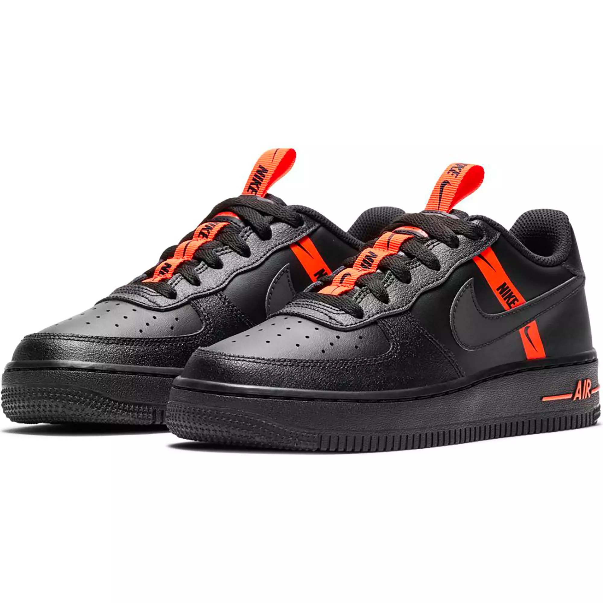 Nike Air Force 1 LV8 KSA "Black/Total Orange" Grade School Kids' Shoe - BLACK