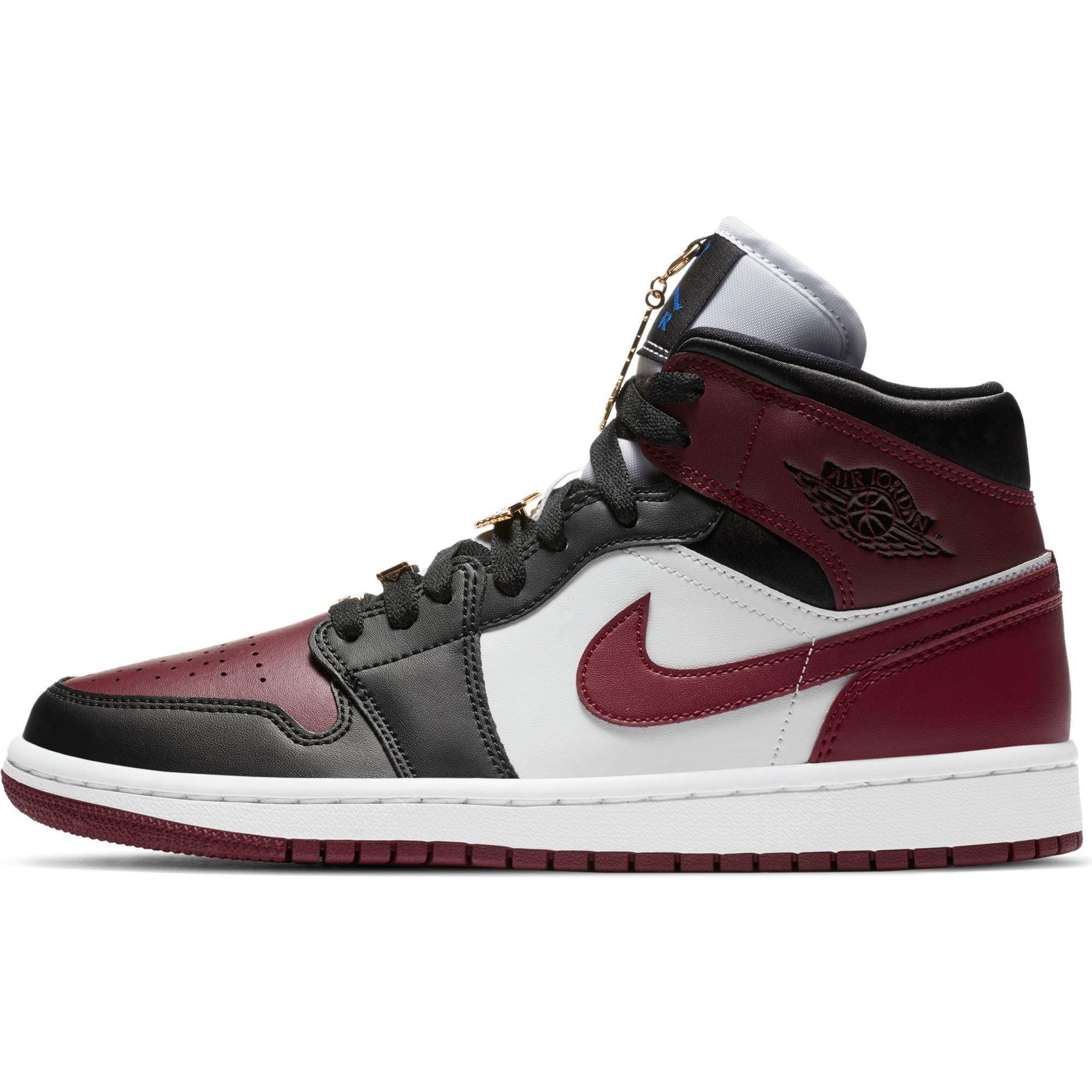 Jordan 1 Mid SE "Black/Dark Beetroot" Women's Shoe - BLACK Thumbnail View 3