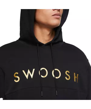 Sinewi Ontslag In zoomen Nike Men's Swoosh "Black/Metallic Gold" Pullover Hoodie