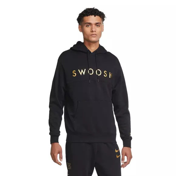 Sinewi Ontslag In zoomen Nike Men's Swoosh "Black/Metallic Gold" Pullover Hoodie