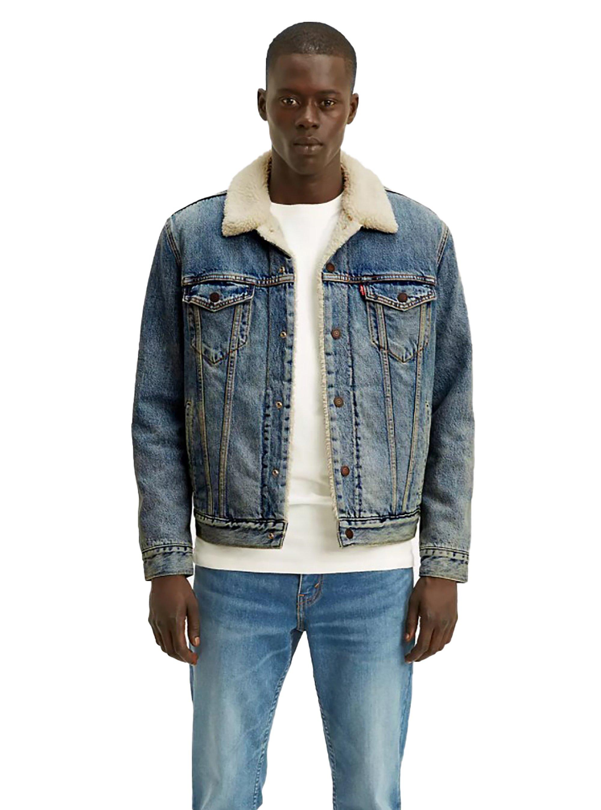 Mens levis cheap sherpa denim jacket