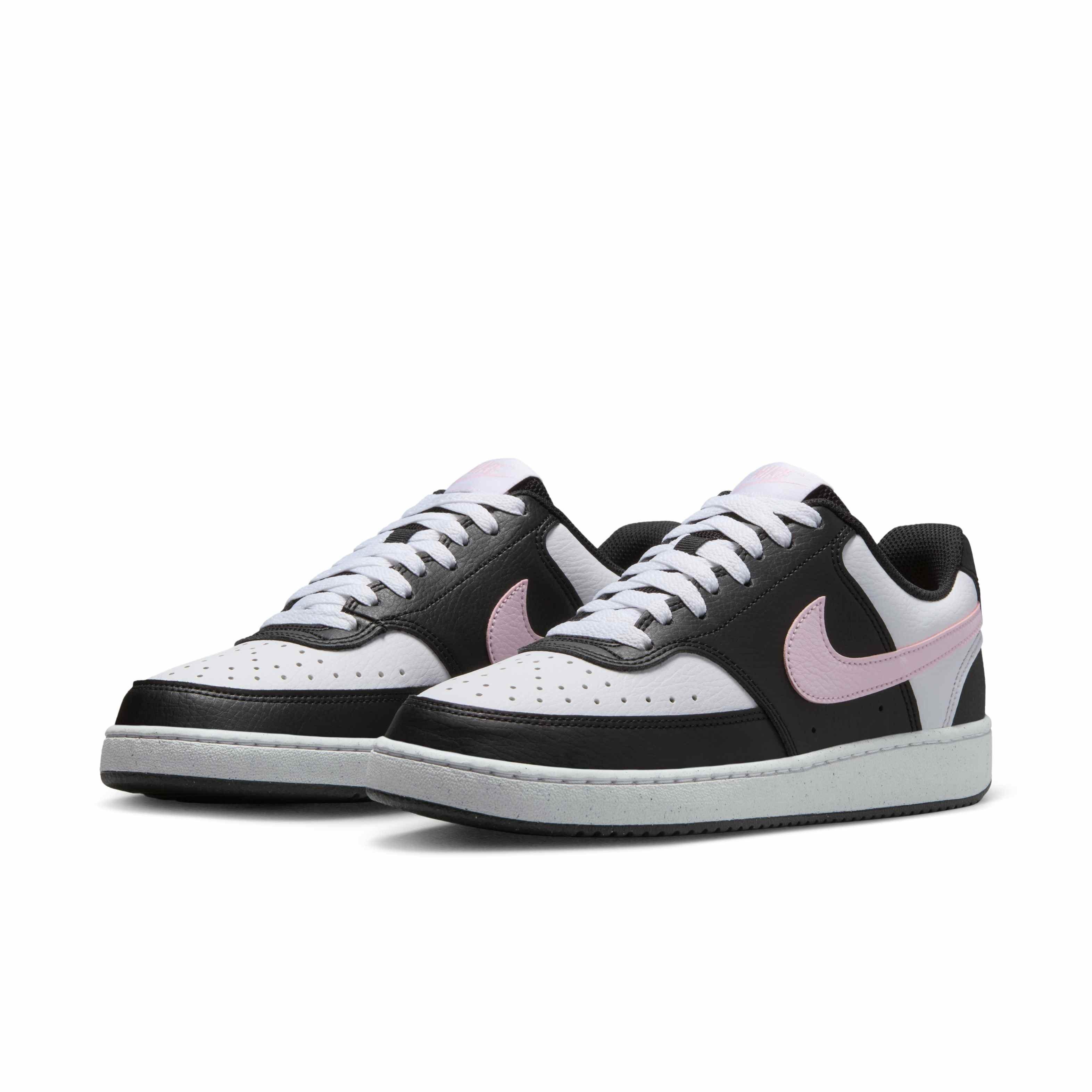 Nike Court Vision Low Next Nature "Black/White/Pink Foam" Women's Shoe - BLACK/WHITE/PINK Thumbnail View 3