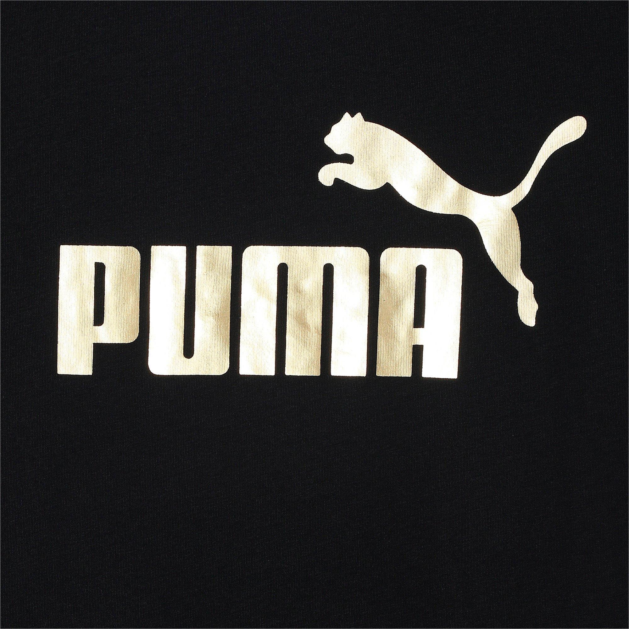 PUMA Women\'s Essentials Metallic Tee Logo Black/Gold