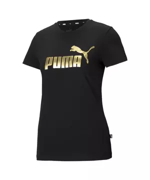 PUMA Women\'s Essentials Metallic Logo Tee Black/Gold