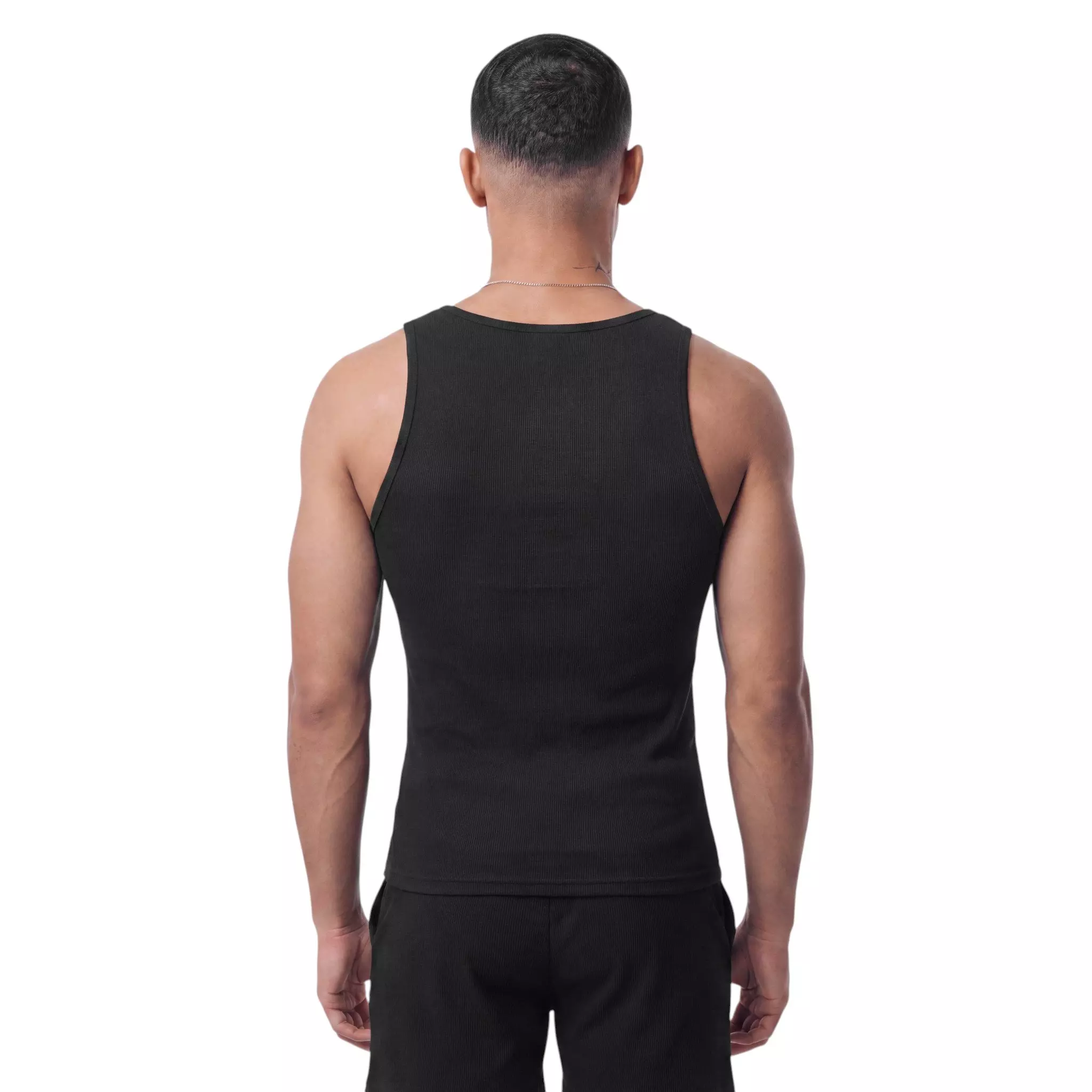 L/AB c/o Off-White Clamp Arrows Slim Fit Ribbed Tank Tops (3 Pack) - Black - BLACK