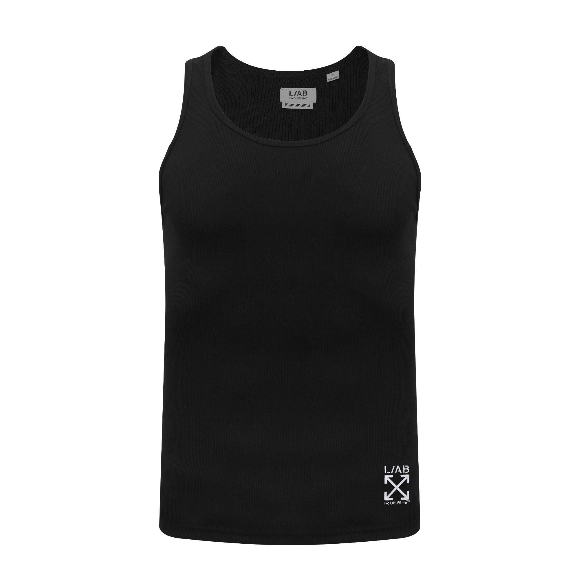 L/AB c/o Off-White Clamp Arrows Slim Fit Ribbed Tank Tops (3 Pack) - Black - BLACK