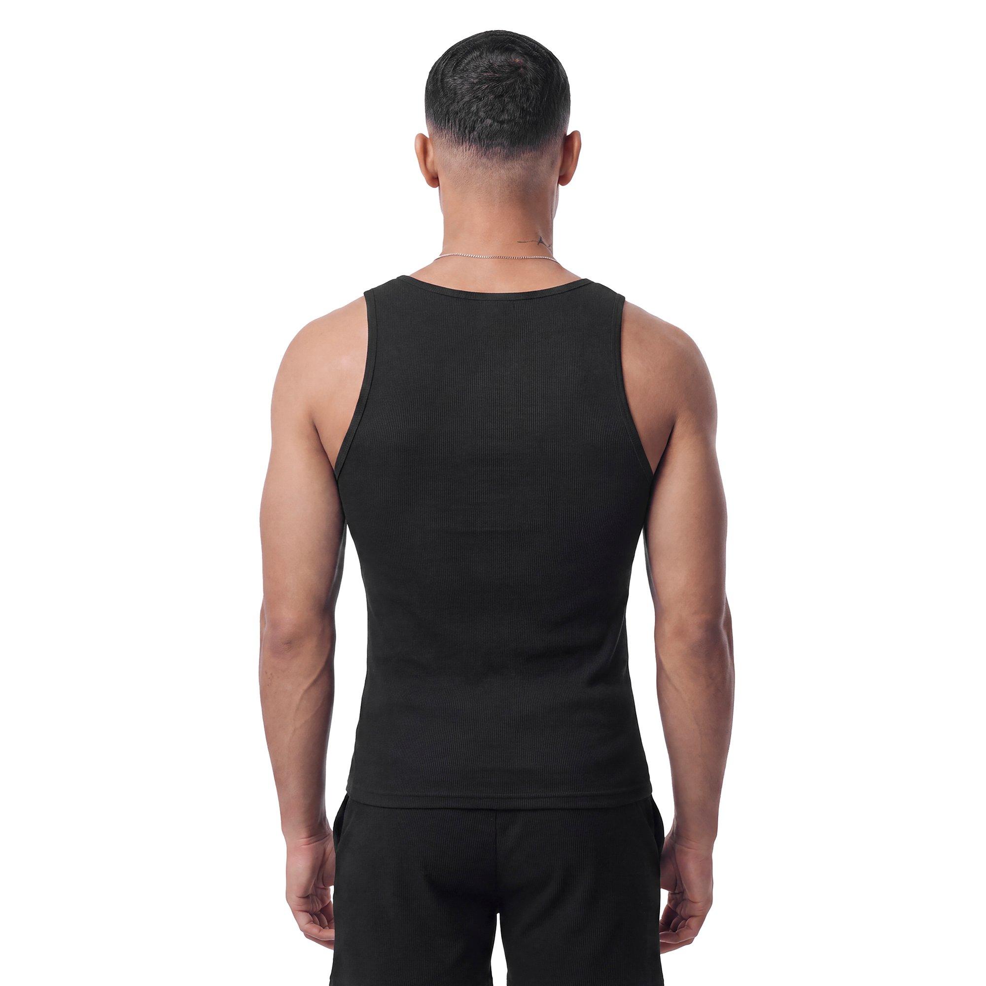 L/AB c/o Off-White Clamp Arrows Slim Fit Ribbed Tank Tops (3 Pack) - Black/White/Grey - BLACK/WHITE/GREY