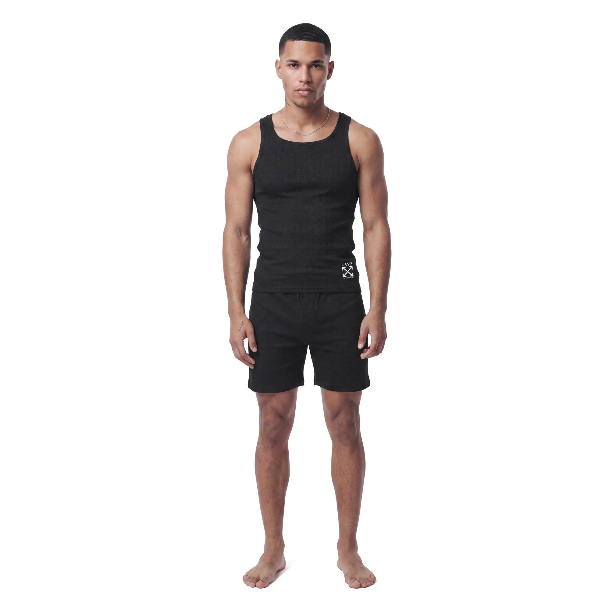 L/AB c/o Off-White Clamp Arrows Slim Fit Ribbed Tank Tops (3 Pack) - Black/White/Grey - BLACK/WHITE/GREY