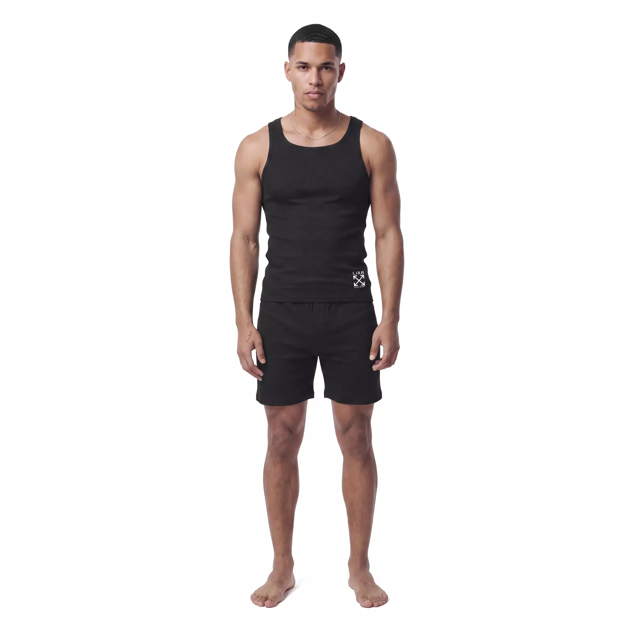 L/AB c/o Off-White Clamp Arrows Slim Fit Ribbed Tank Tops (3 Pack) - Black/White/Grey - BLACK/WHITE/GREY