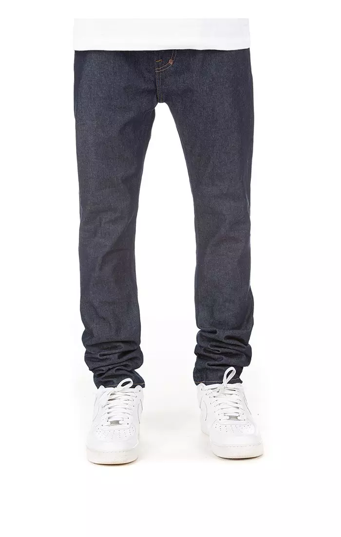AKOO Men's Dark Wash Slim/Skulk Fit Stringer Jean - INDIGO