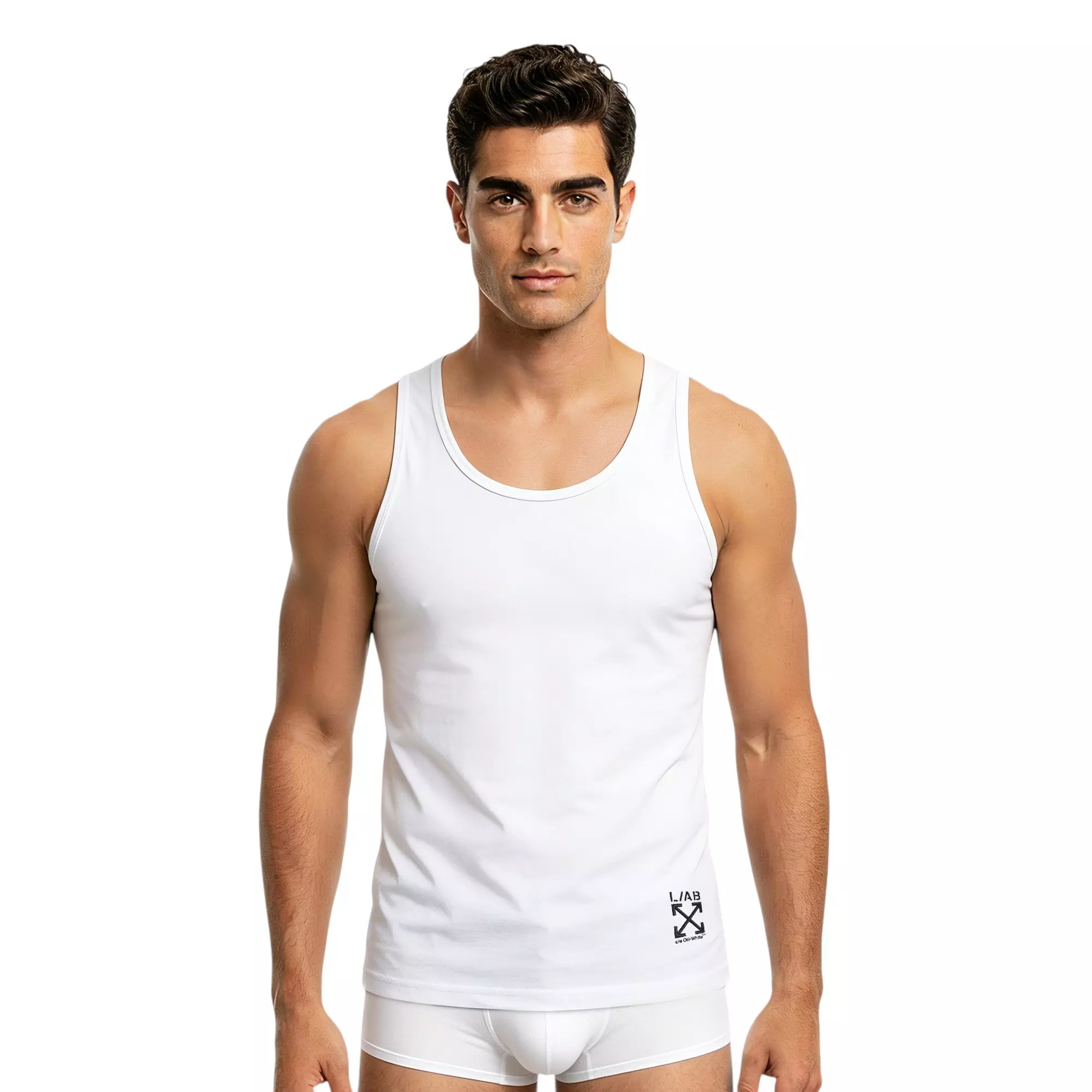 L/AB c/o Off-White Clamp Arrows Slim Fit Ribbed Tank Tops (3 Pack) - White - WHITE