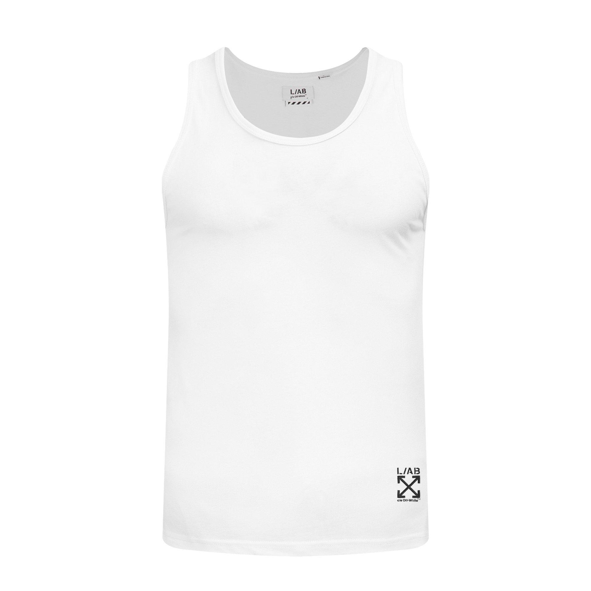 L/AB c/o Off-White Clamp Arrows Slim Fit Ribbed Tank Tops (3 Pack) - White - WHITE
