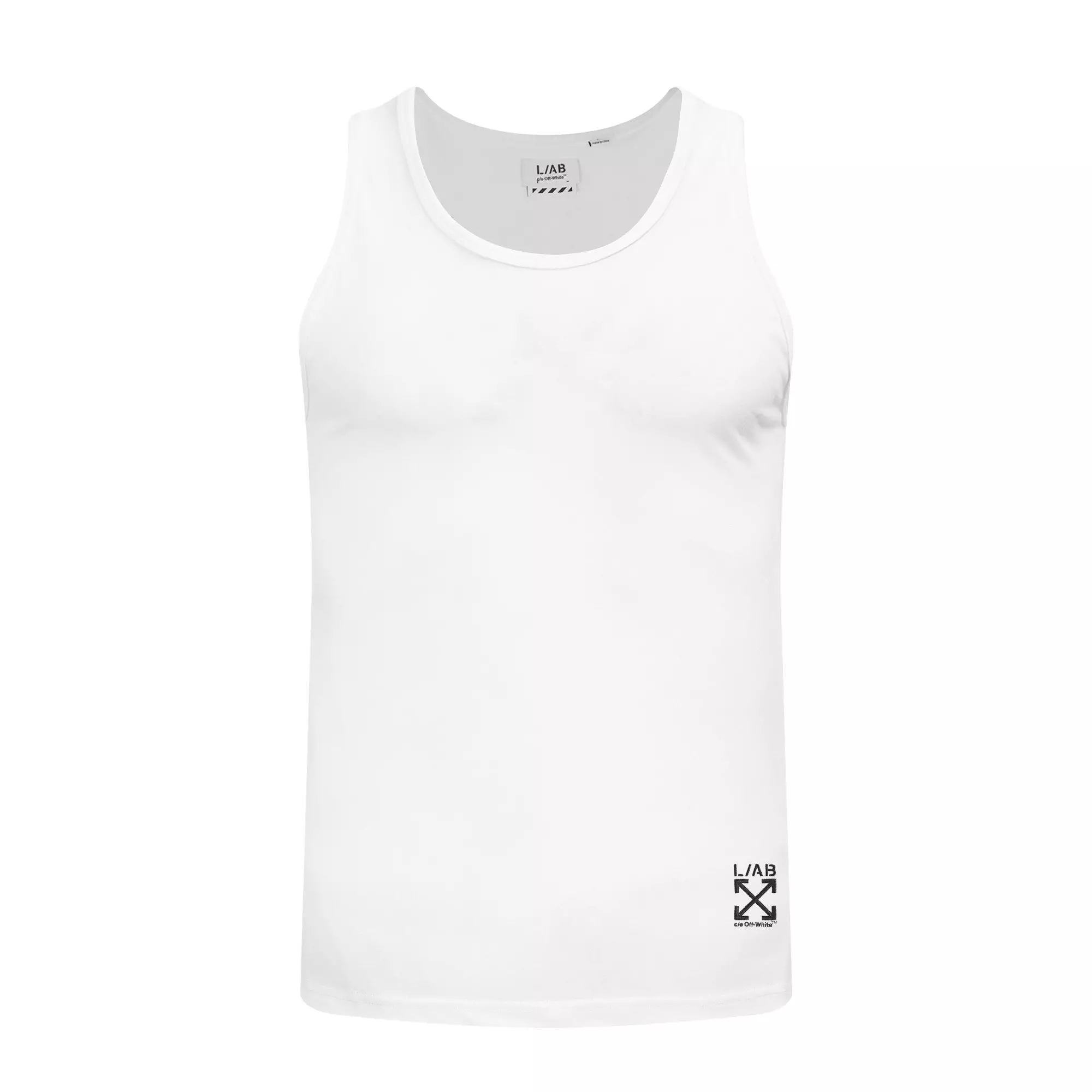 L/AB c/o Off-White Clamp Arrows Slim Fit Ribbed Tank Tops (3 Pack) - White - WHITE