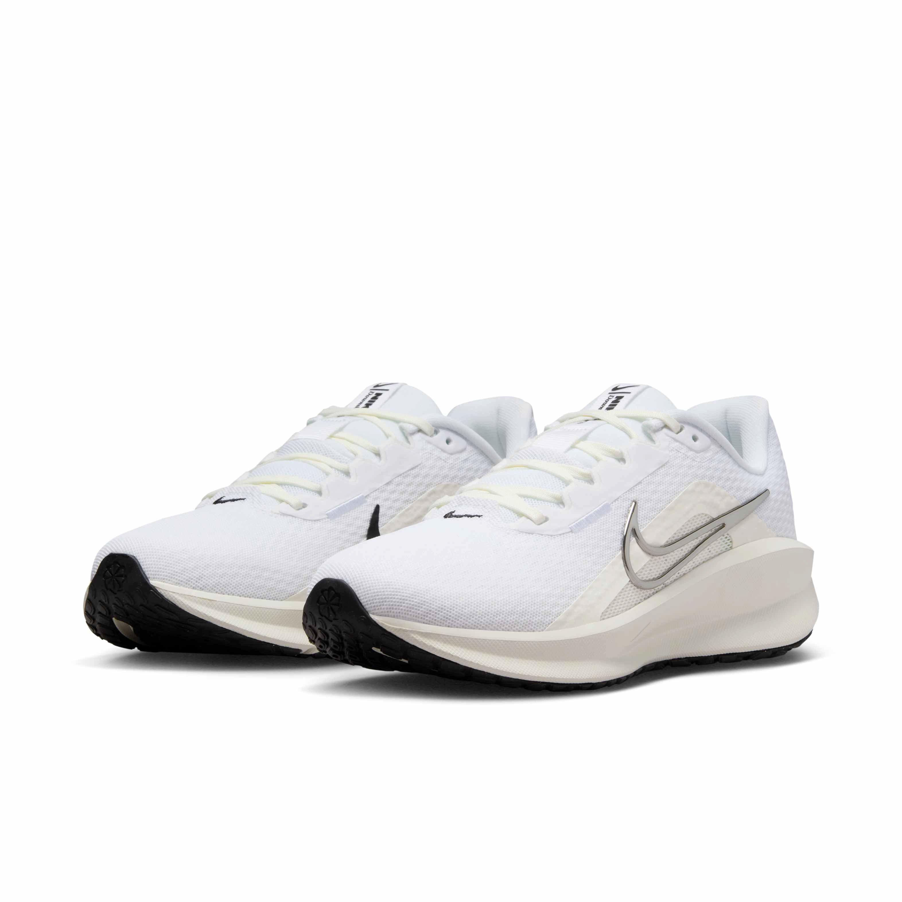 Nike Downshifter 13 "White/Black/Sail/Metallic Silver" Women's Running Shoe - WHITE/BLACK/SAIL/SILVER Thumbnail View 3