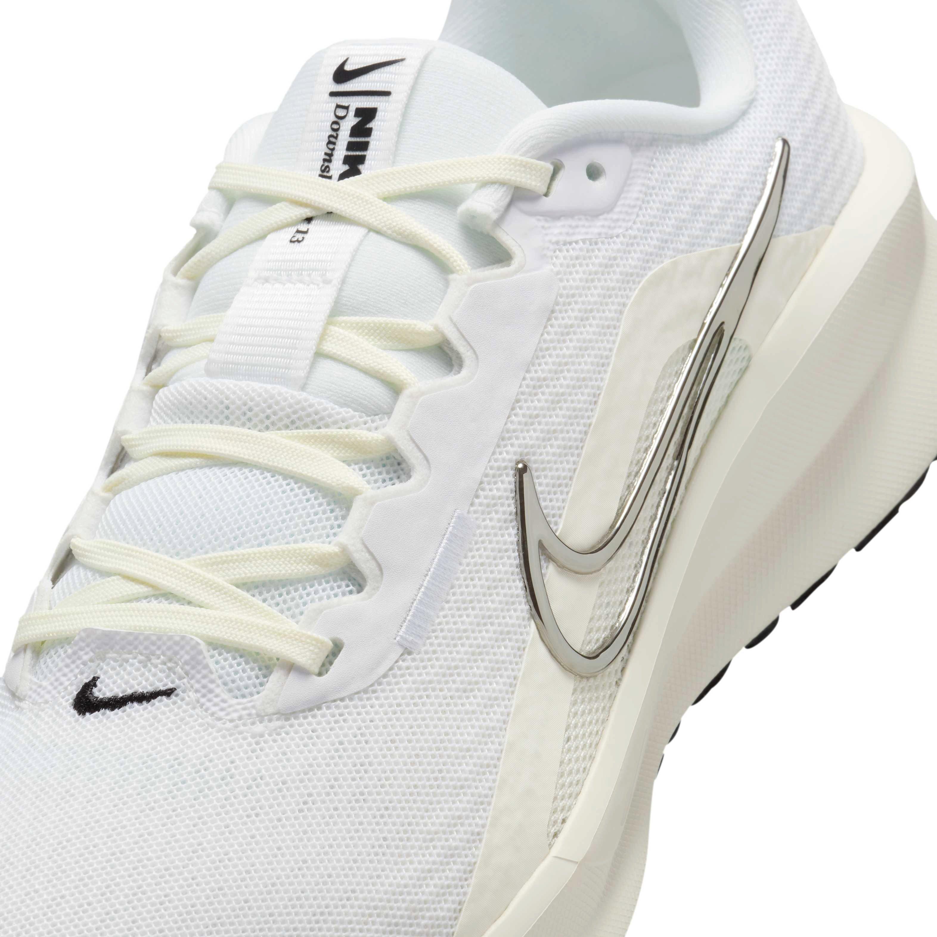 Nike Downshifter 13 "White/Black/Sail/Metallic Silver" Women's Running Shoe - WHITE/BLACK/SAIL/SILVER Thumbnail View 7