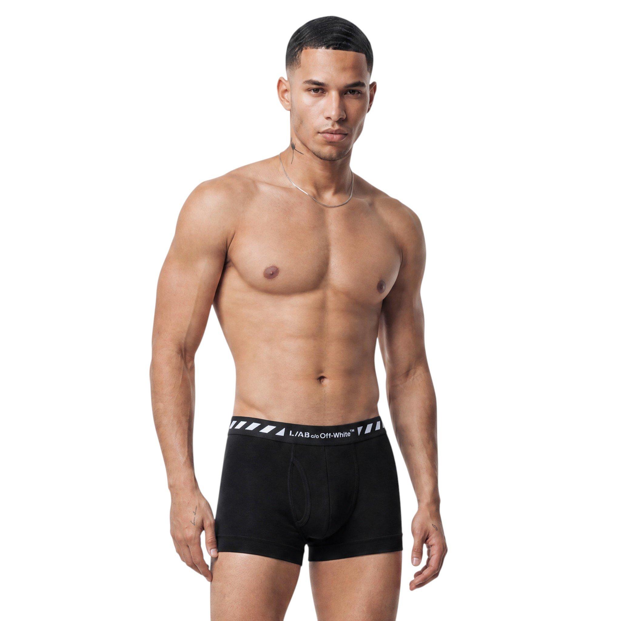 L/AB c/o Off-White Men's Diagonal 3" Trunk With Fly - Black - BLACK
