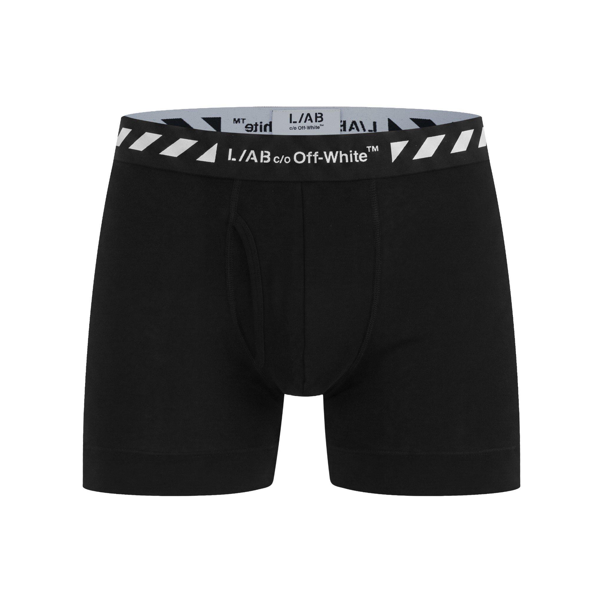 L/AB c/o Off-White Men's Diagonal 3" Trunk With Fly - Black - BLACK