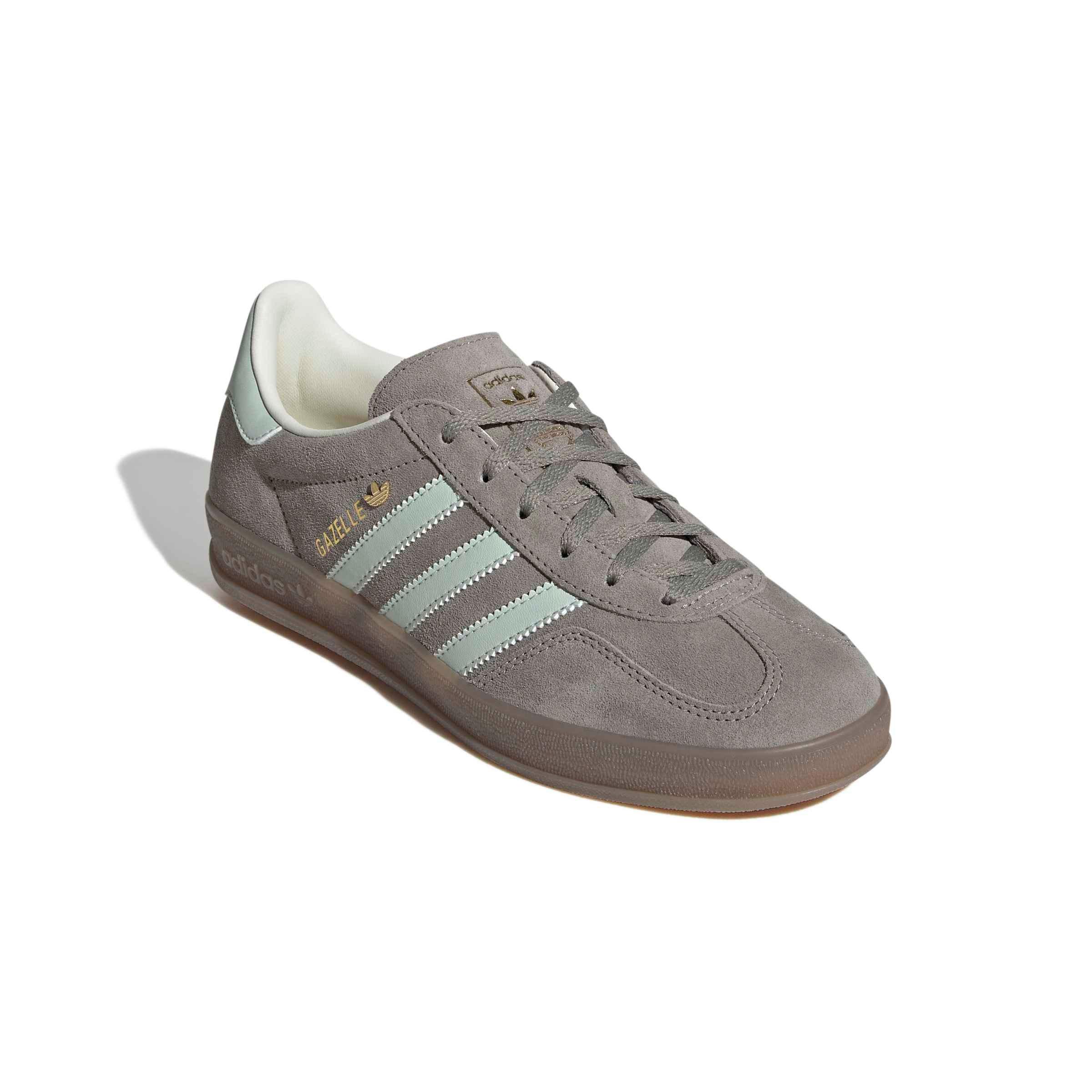 adidas Originals Gazelle Indoor "Silver Pebble/Linen Green/Gum 5" Women's Shoe - SILVER/GREEN/GUM Thumbnail View 3