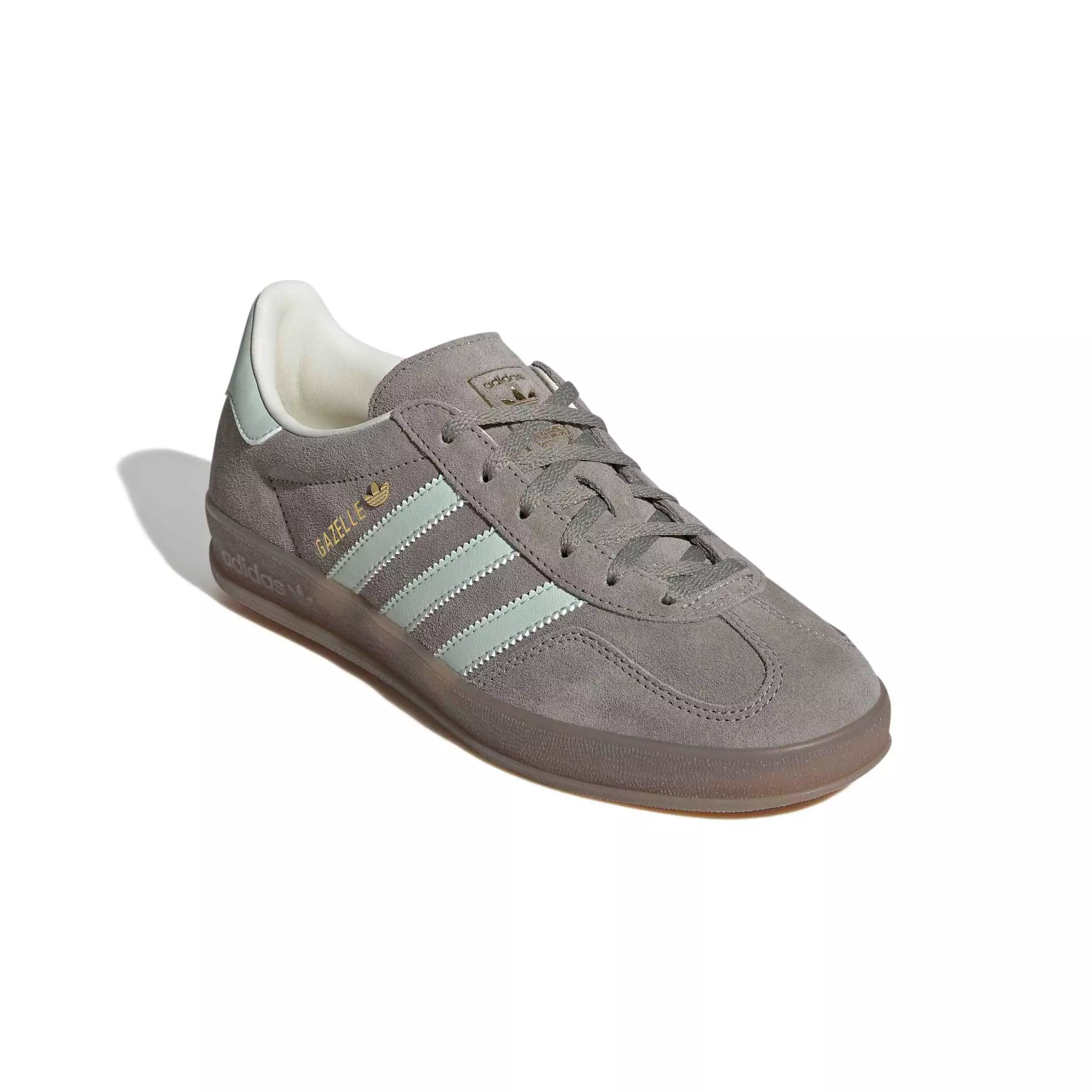 adidas Originals Gazelle Indoor "Silver Pebble/Linen Green/Gum 5" Women's Shoe - SILVER/GREEN/GUM
