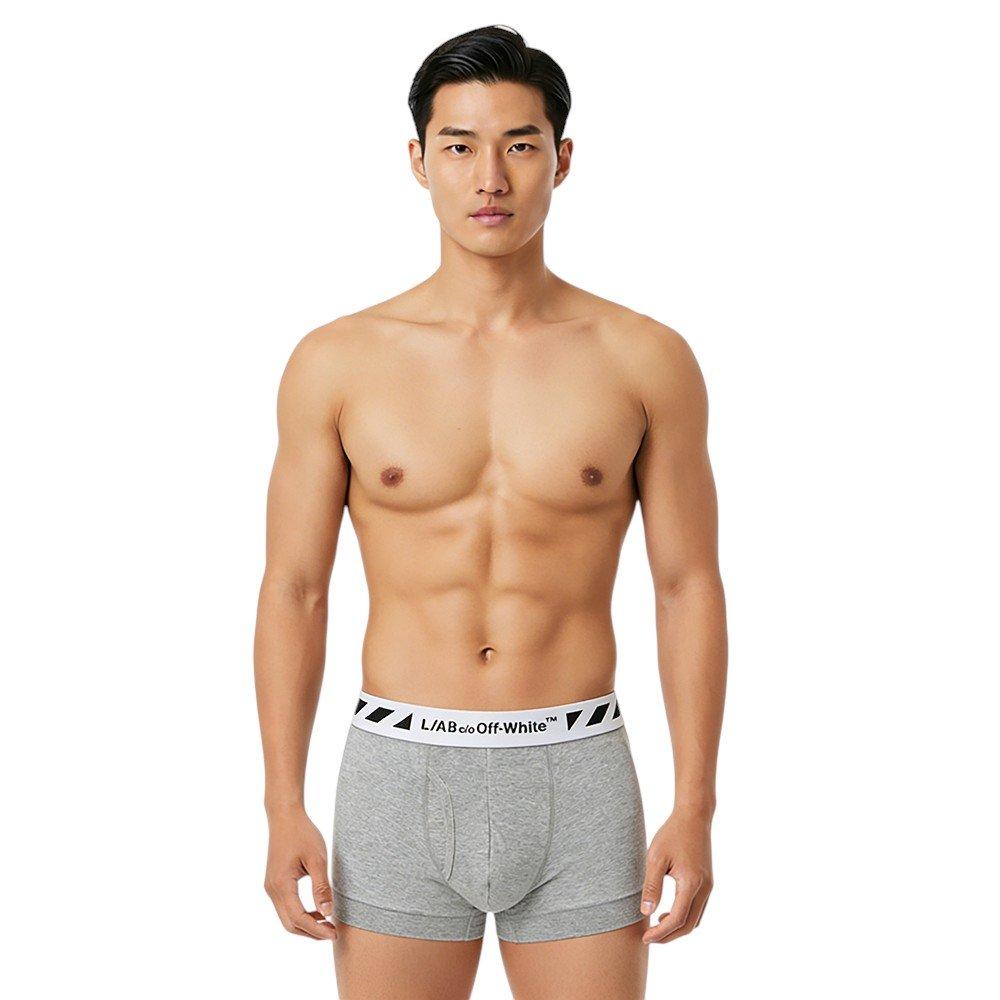 L/AB c/o Off-White Men's Diagonal 3" Trunk With Fly - Black/White/Grey - BLACK/WHITE/GREY