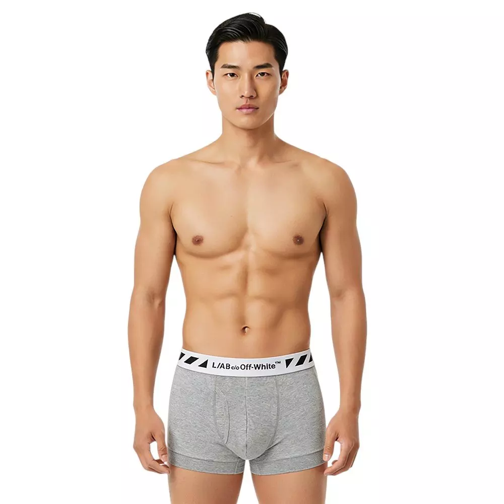L/AB c/o Off-White Men's Diagonal 3" Trunk With Fly - Black/White/Grey - BLACK/WHITE/GREY