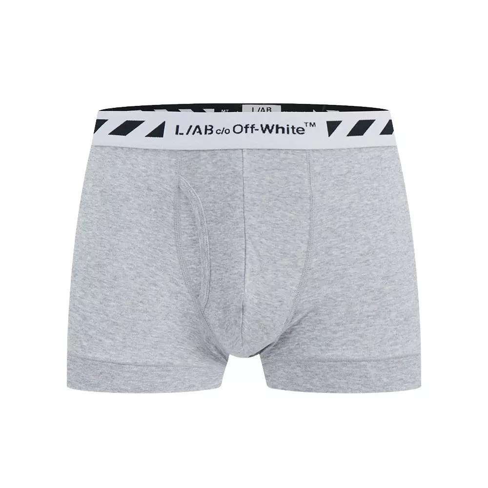 L/AB c/o Off-White Men's Diagonal 3" Trunk With Fly - Black/White/Grey - BLACK/WHITE/GREY