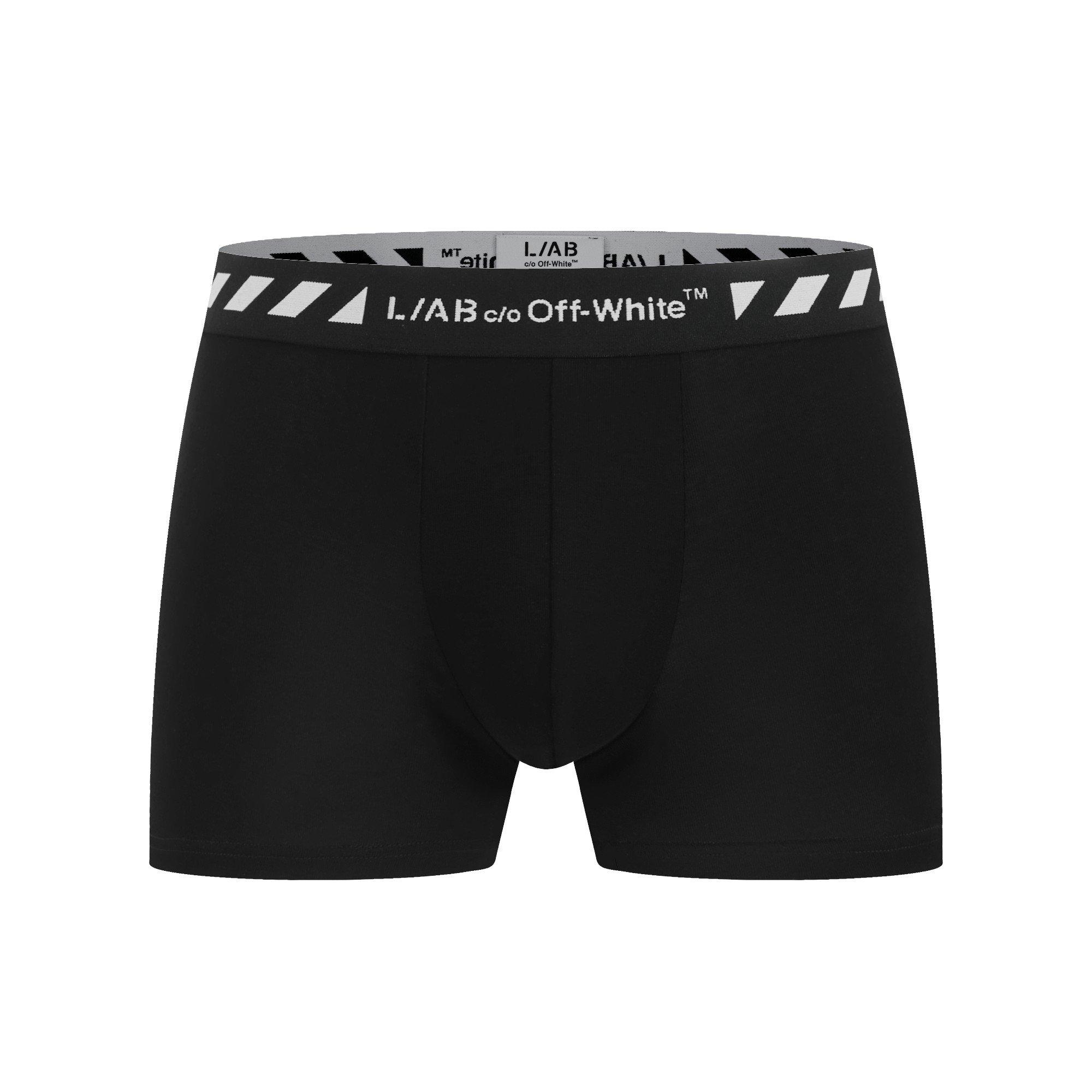 L/AB c/o Off-White Men's Diagonal 3" Trunk (3 Pack) - Black - BLACK