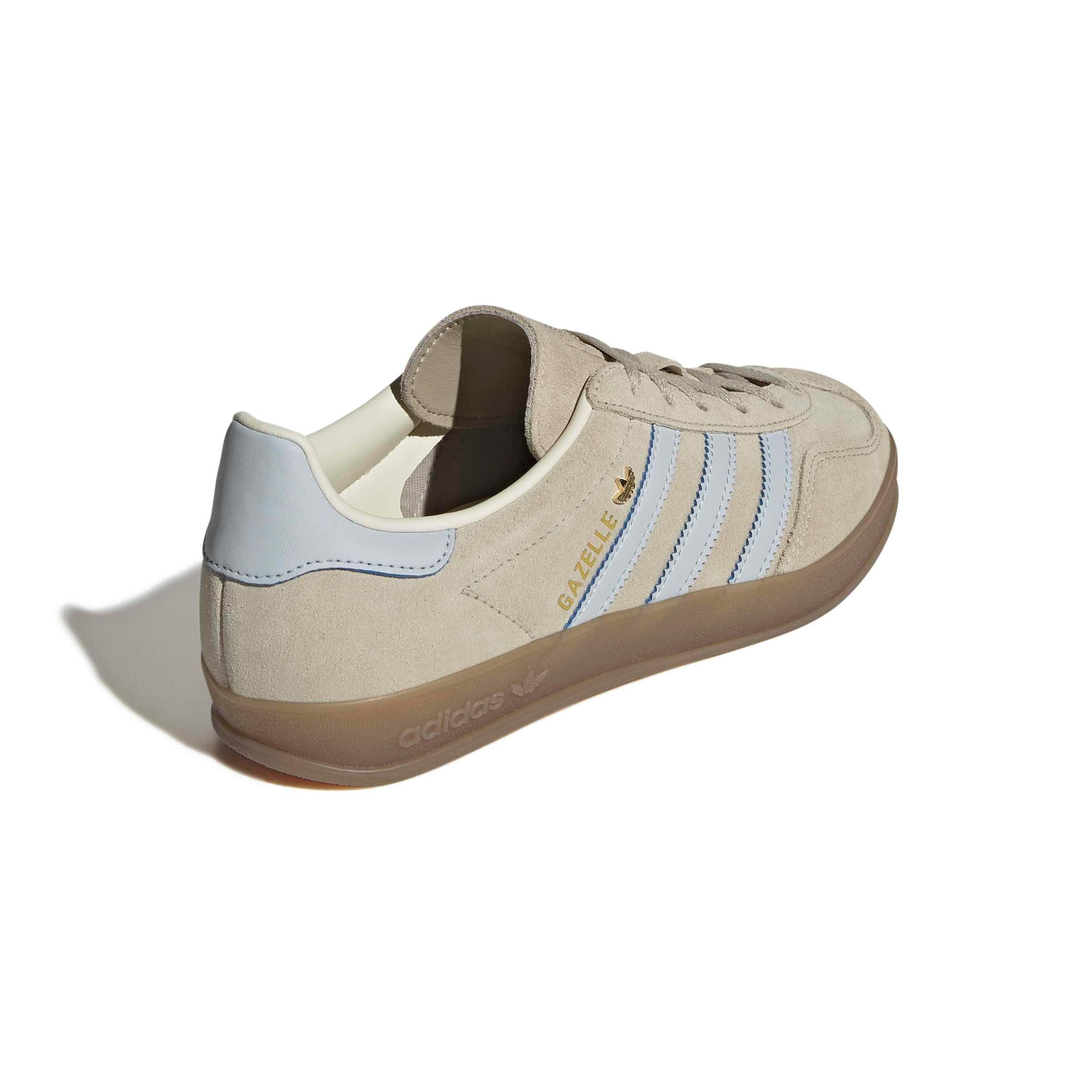adidas Originals Gazelle Indoor "Wonder Beige/Halo Blue/Gum 5" Women's Shoe - BEIGE/BLUE/GUM Thumbnail View 4
