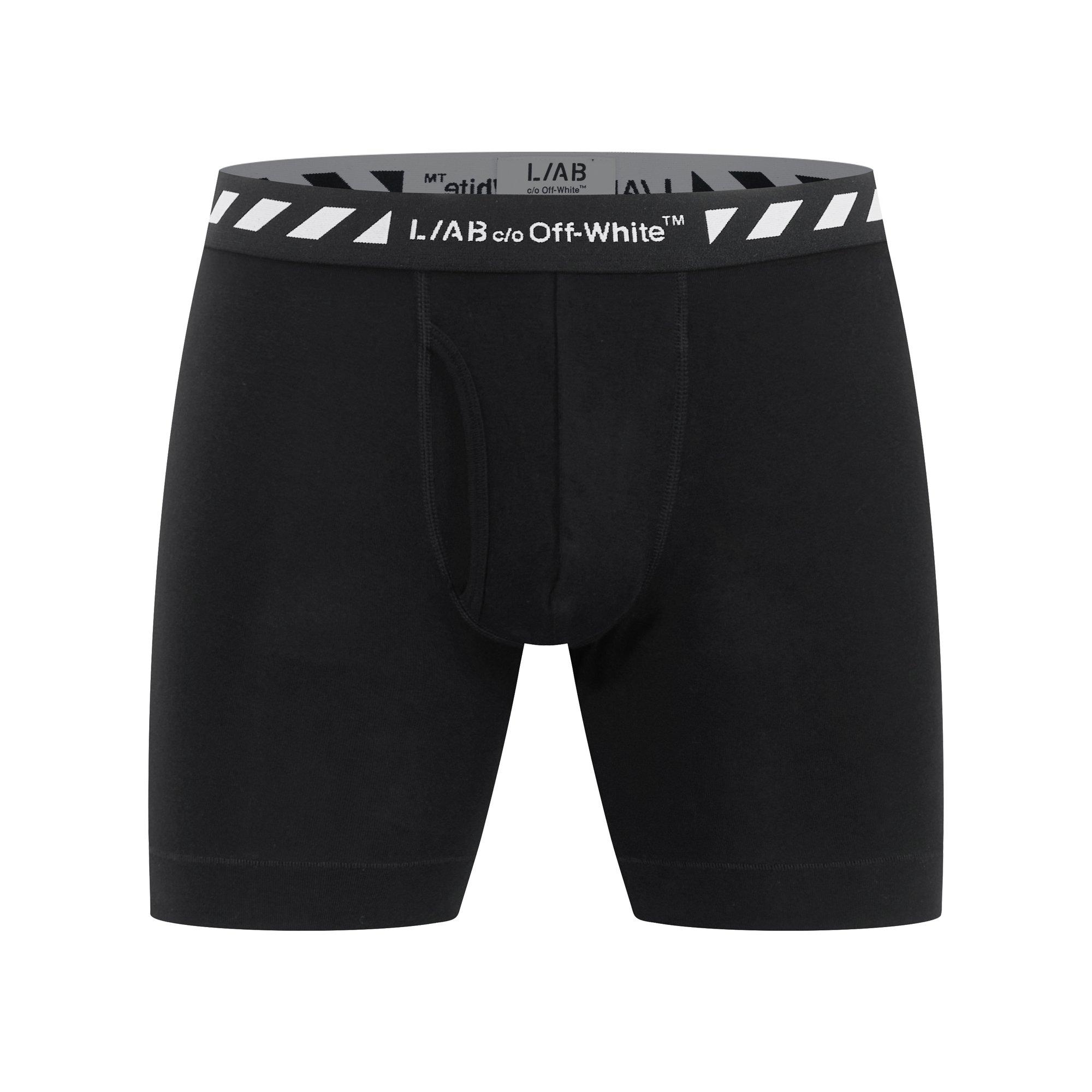 L/AB c/o Off-White Men's Diagonal 6" Boxer Brief With Fly (3 Pack) - Black - BLACK