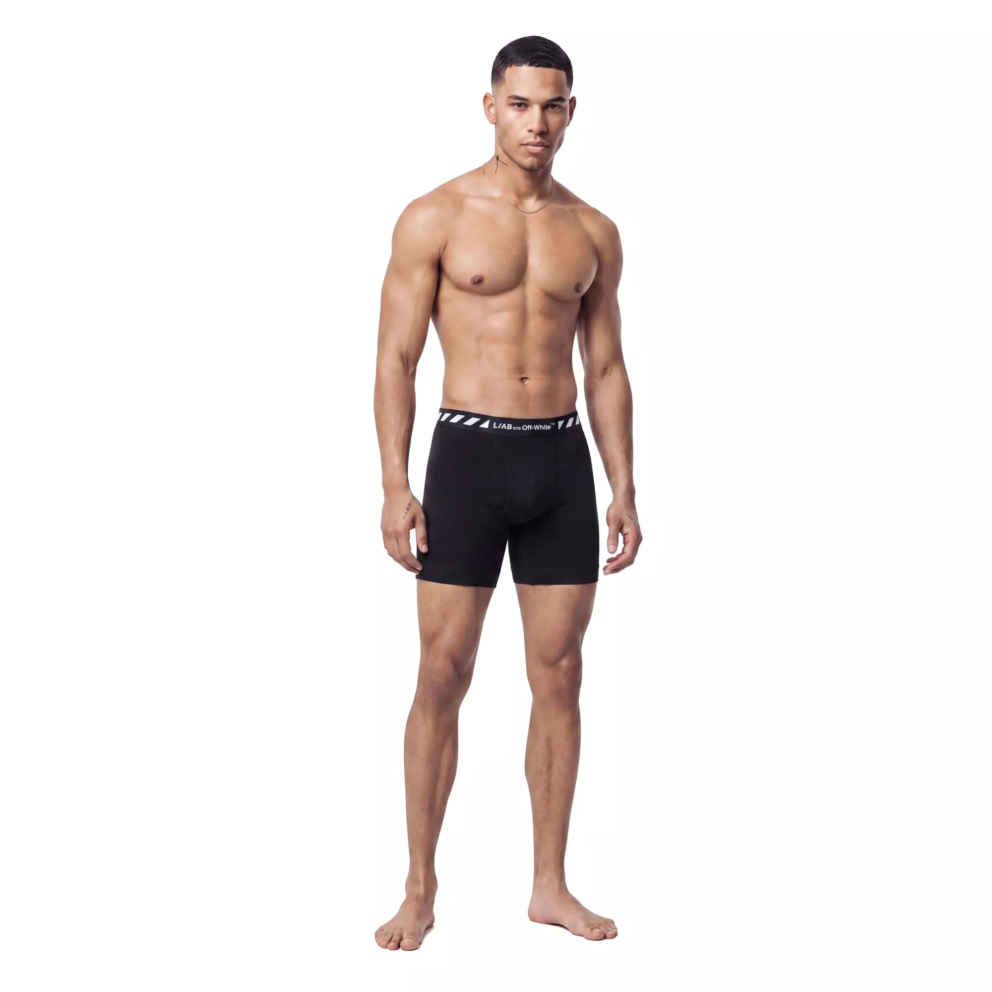 L/AB c/o Off-White Men's Diagonal 6" Boxer Brief With Fly (3 Pack) - Black - BLACK