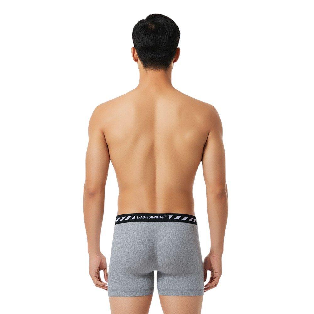 L/AB c/o Off-White Men's Diagonal 6" Boxer Brief With Fly (3 Pack) - Black/White/Grey - BLACK/WHITE/GREY
