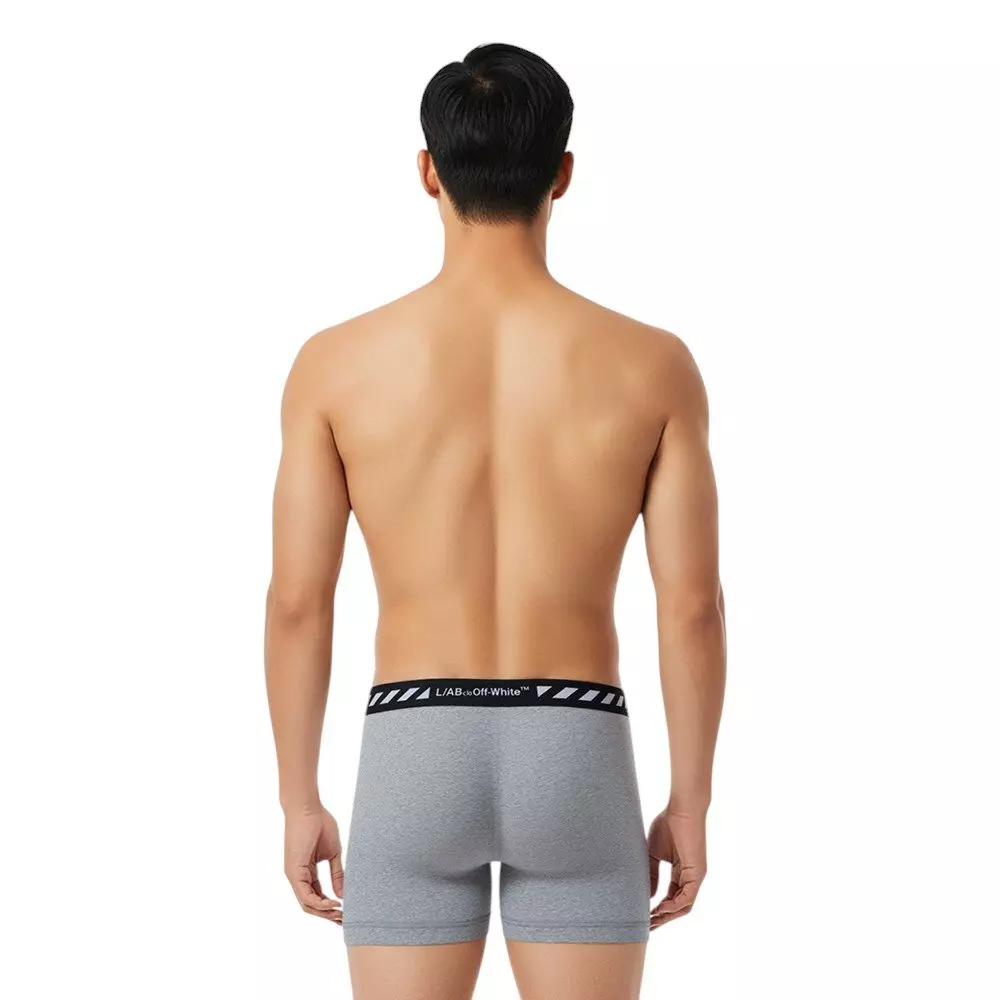 L/AB c/o Off-White Men's Diagonal 6" Boxer Brief With Fly (3 Pack) - Black/White/Grey - BLACK/WHITE/GREY