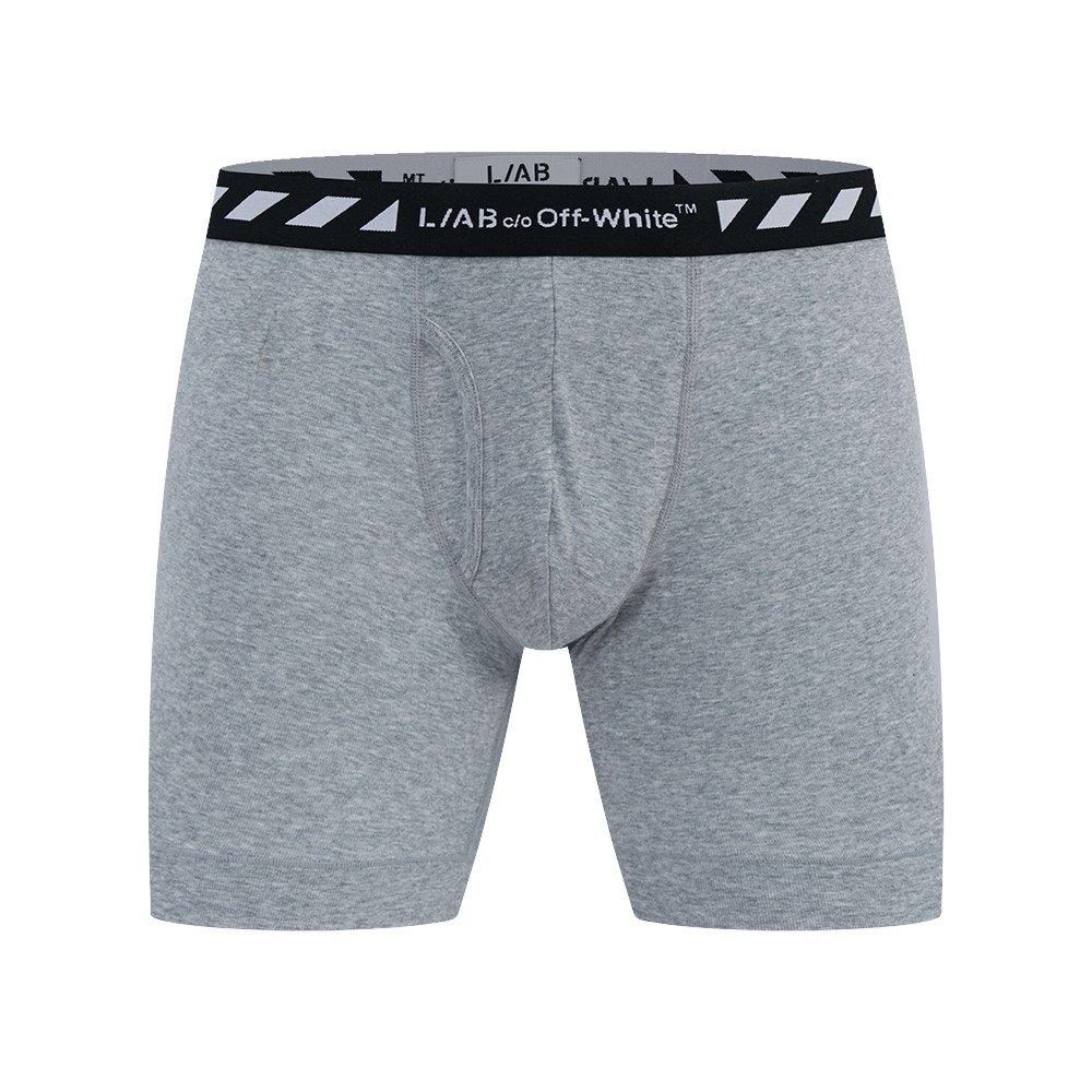 L/AB c/o Off-White Men's Diagonal 6" Boxer Brief With Fly (3 Pack) - Black/White/Grey - BLACK/WHITE/GREY