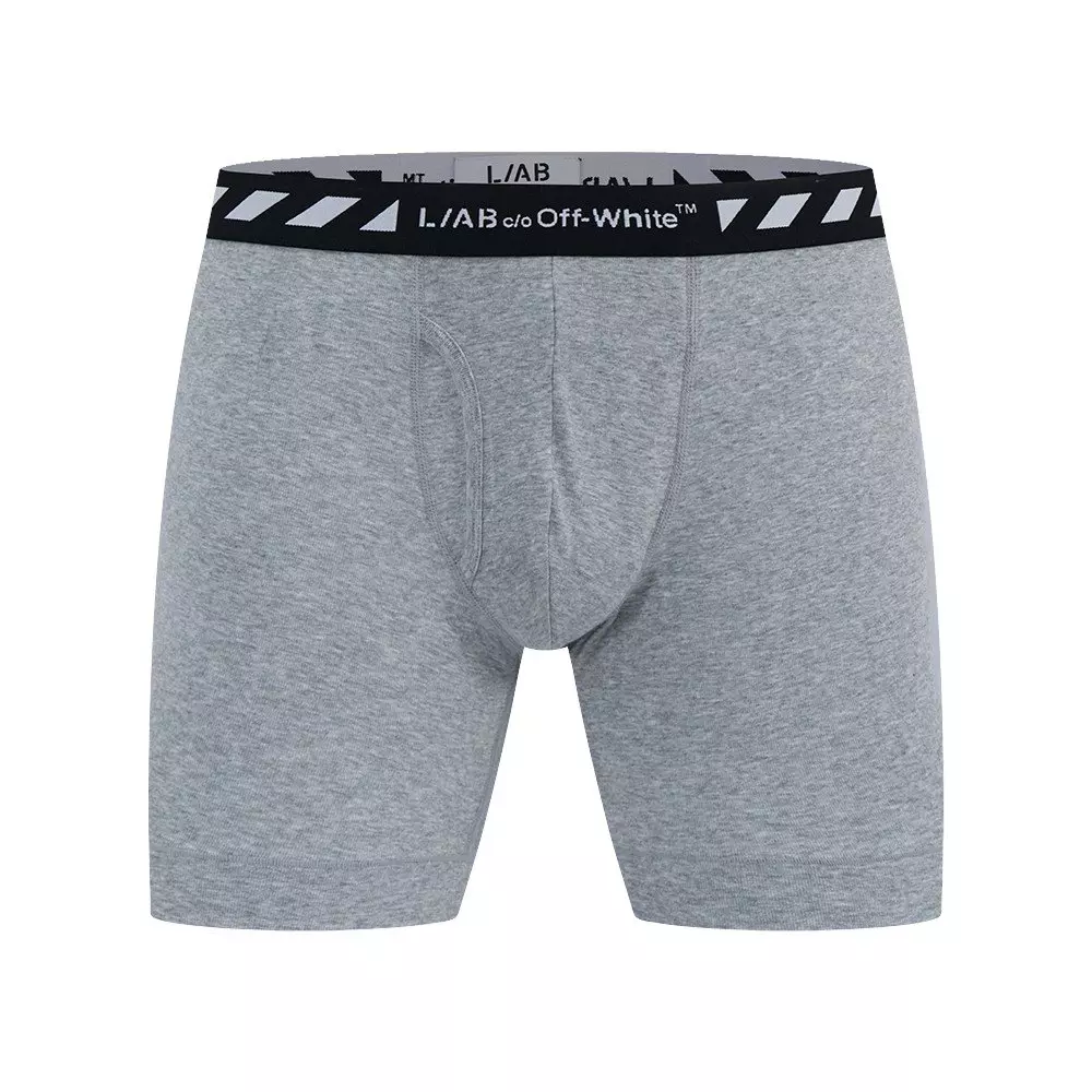 L/AB c/o Off-White Men's Diagonal 6" Boxer Brief With Fly (3 Pack) - Black/White/Grey - BLACK/WHITE/GREY