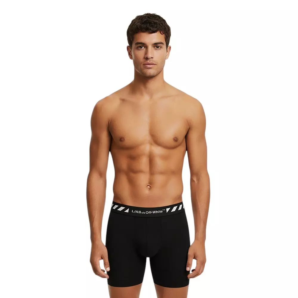 L/AB c/o Off-White Men's Diagonal 6" Boxer Briefs - Black/White/Grey - BLACK/WHITE/GREY