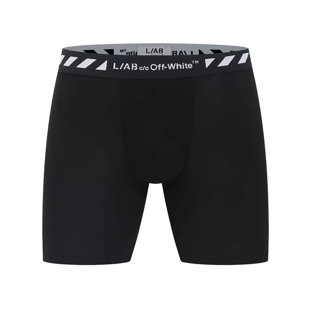 L/AB c/o Off-White Men's Diagonal 6" Boxer Briefs - Black/White/Grey - BLACK/WHITE/GREY