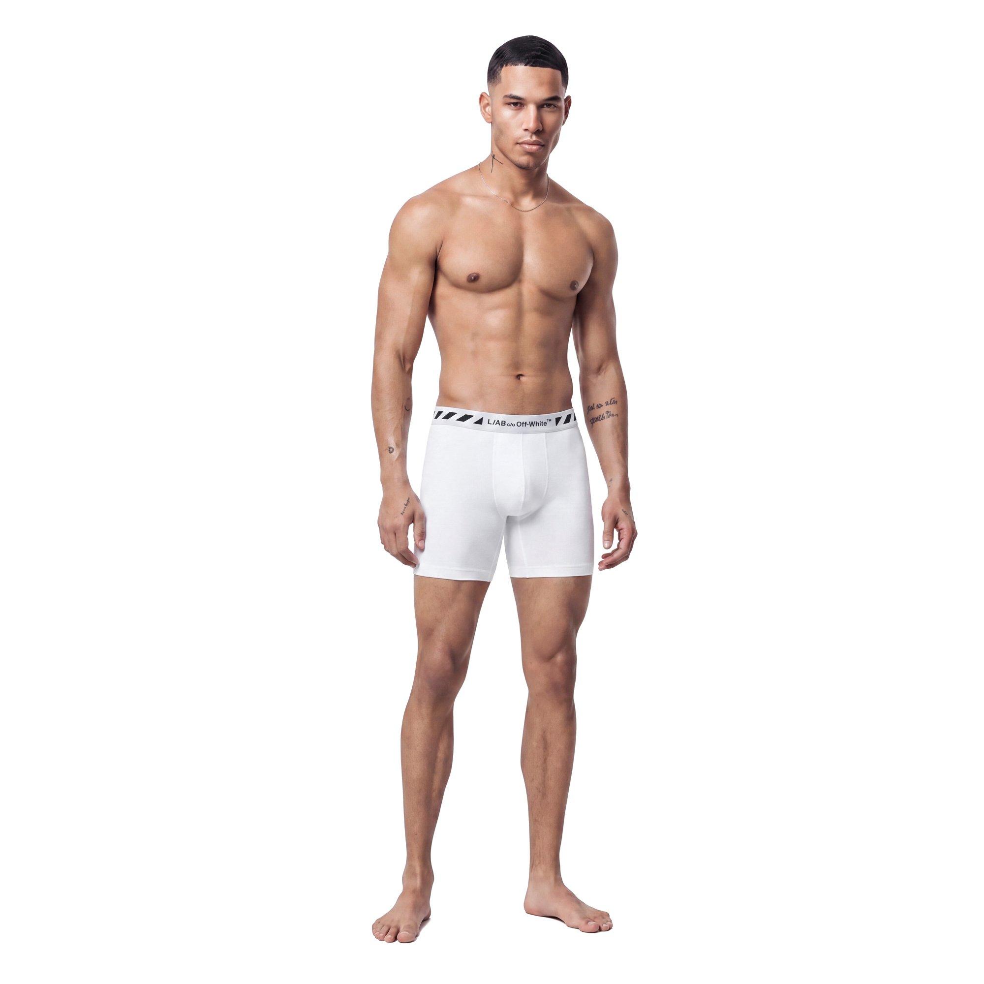 L/AB c/o Off-White Men's Diagonal 6" Boxer Briefs - White - WHITE