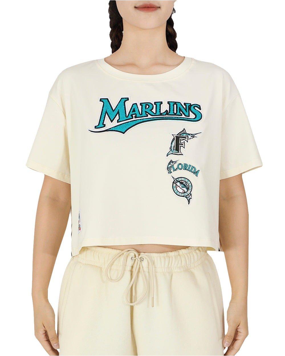 Pro Standard Women's Miami Marlins Retro Classic Boxy Tee - Eggshell - EGGSHELL Thumbnail View 1