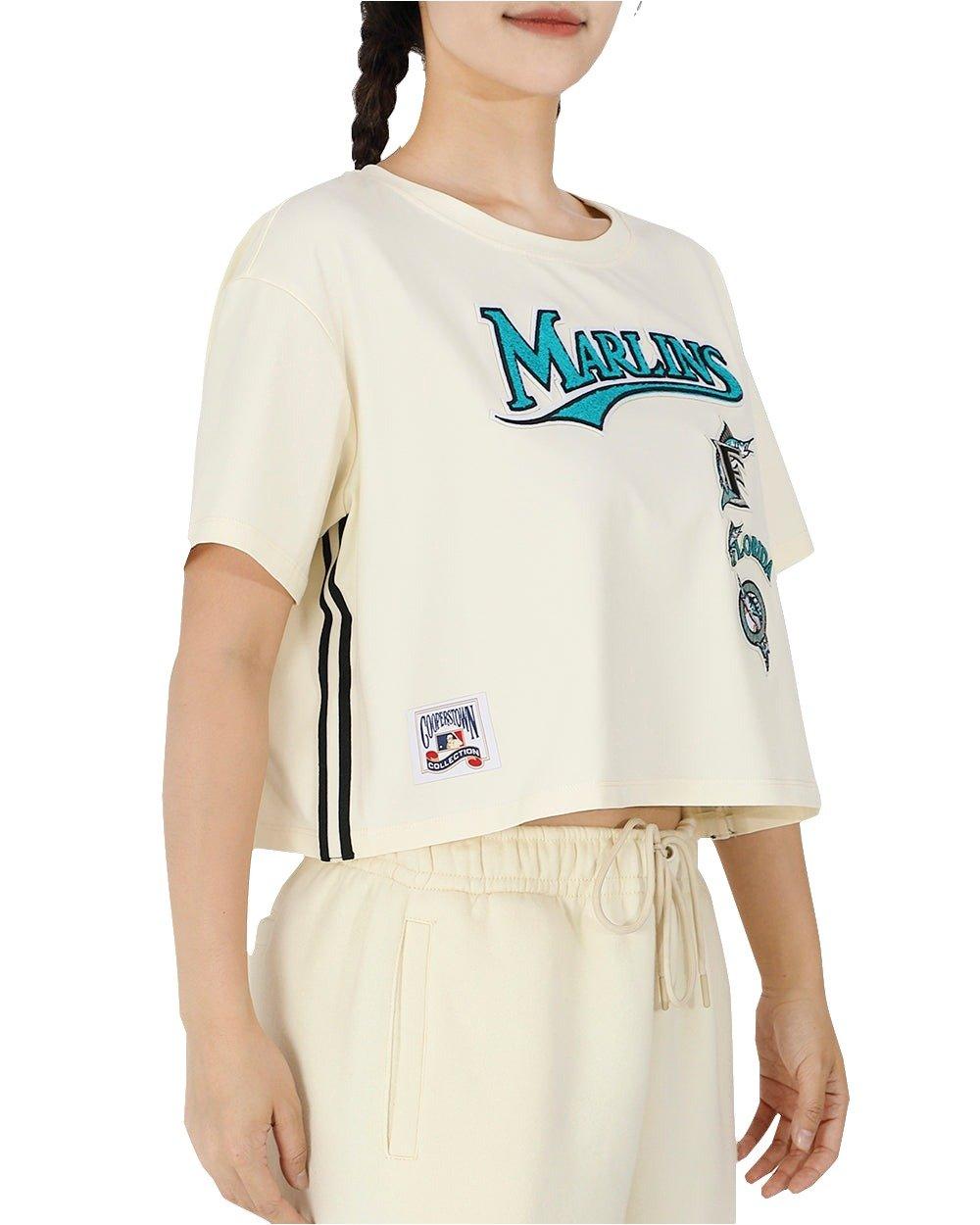 Pro Standard Women's Miami Marlins Retro Classic Boxy Tee - Eggshell - EGGSHELL Thumbnail View 3